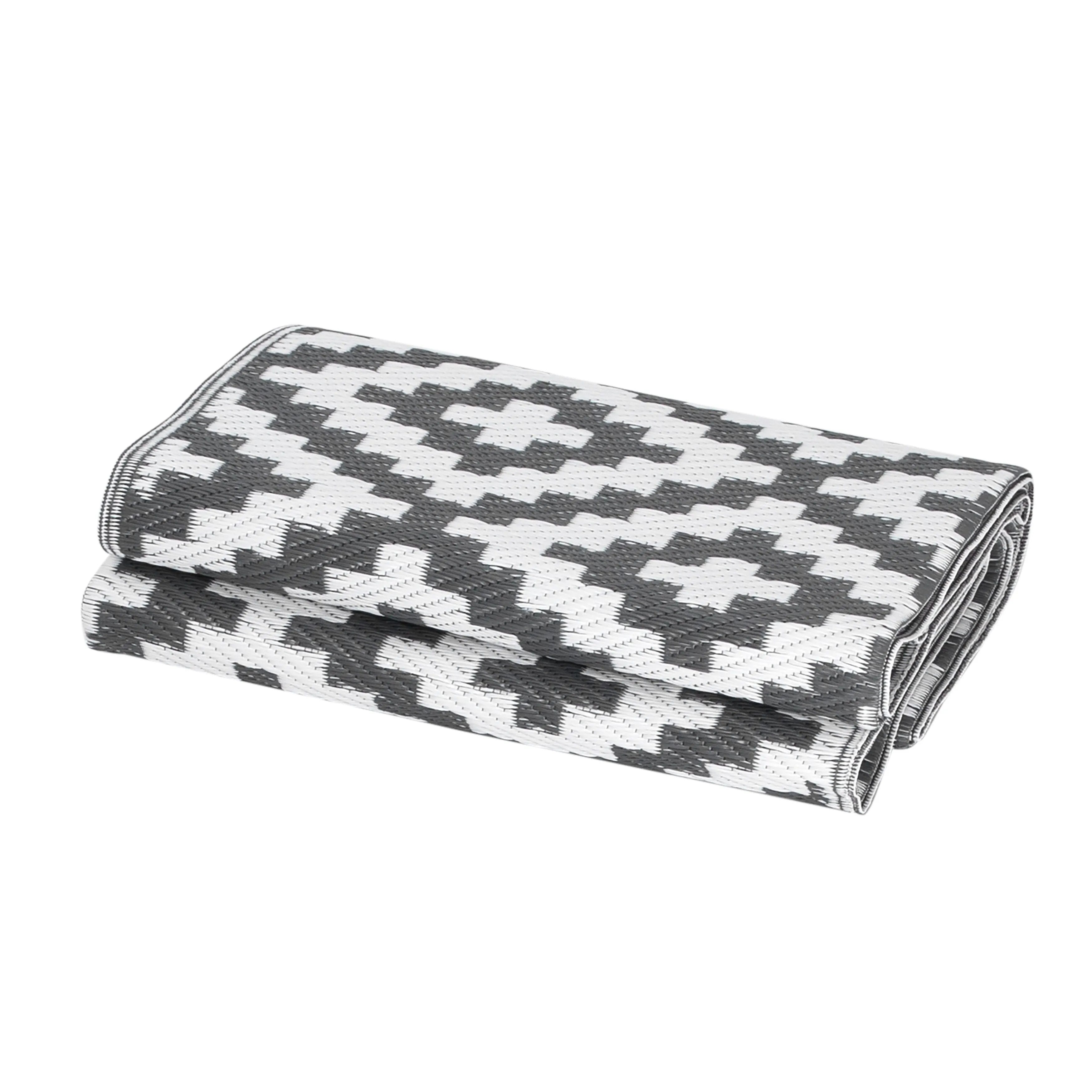 Nuu Garden Outdoor Reversible Rug. Rectangular Foldable Mat. Camping. RV. Gray & White Color
