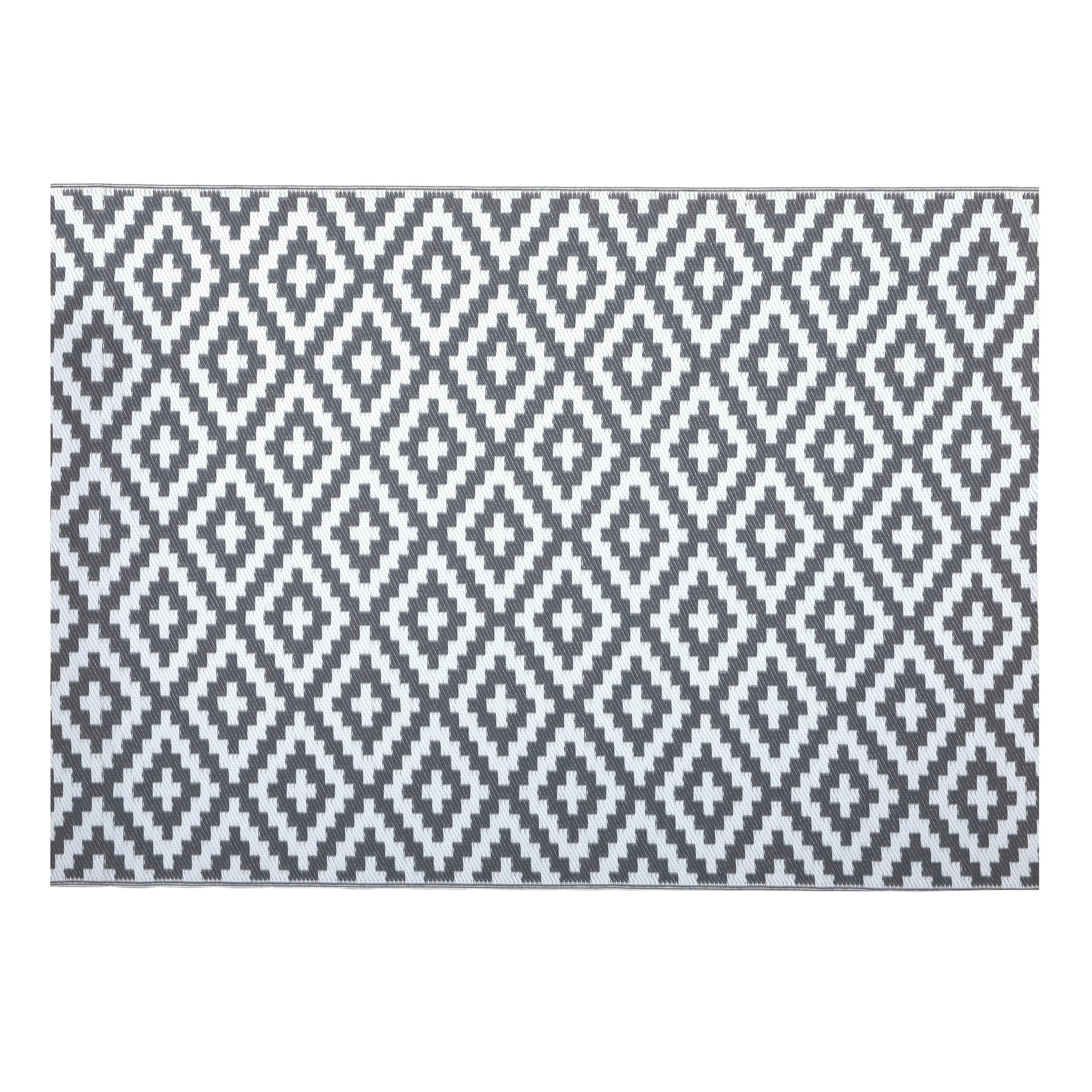 Nuu Garden Outdoor Reversible Rug. Rectangular Foldable Mat. Camping. RV. Gray & White Color