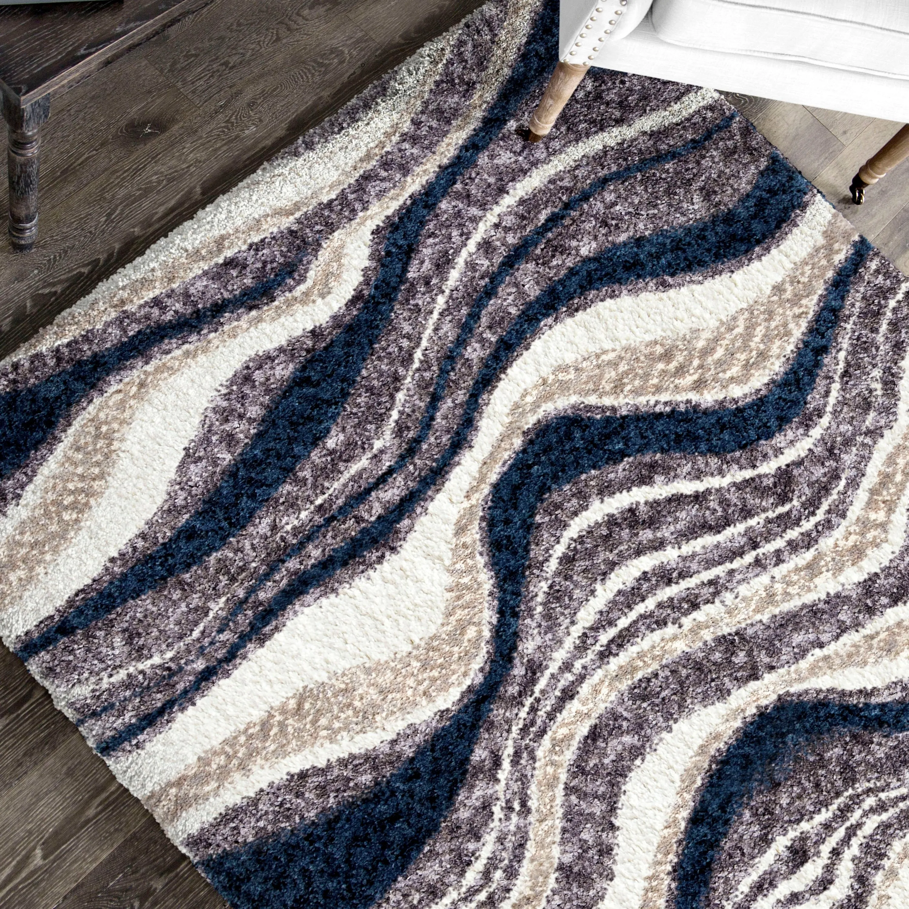 Orian Rugs Cotton Tail Agate Blue Abstract Stain Resistant Area Rug