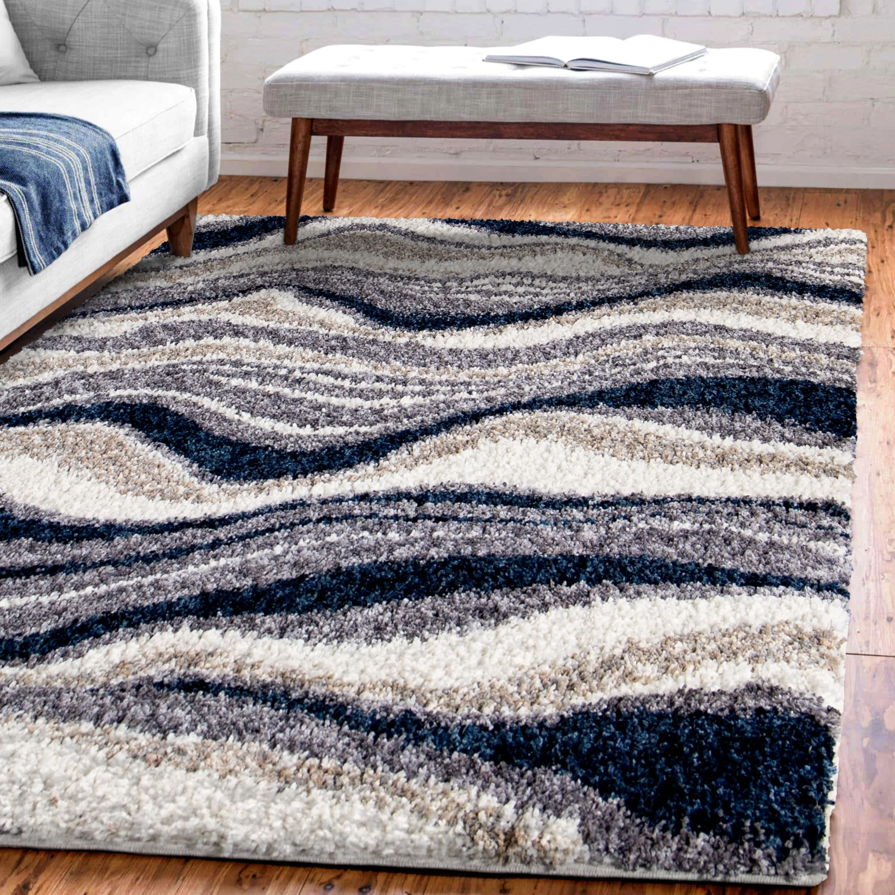 Orian Rugs Cotton Tail Agate Blue Abstract Stain Resistant Area Rug