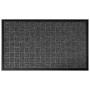 Outdoor Front Door Mat Checkerboard Yvan Polypropylene Rubber Rug Grey