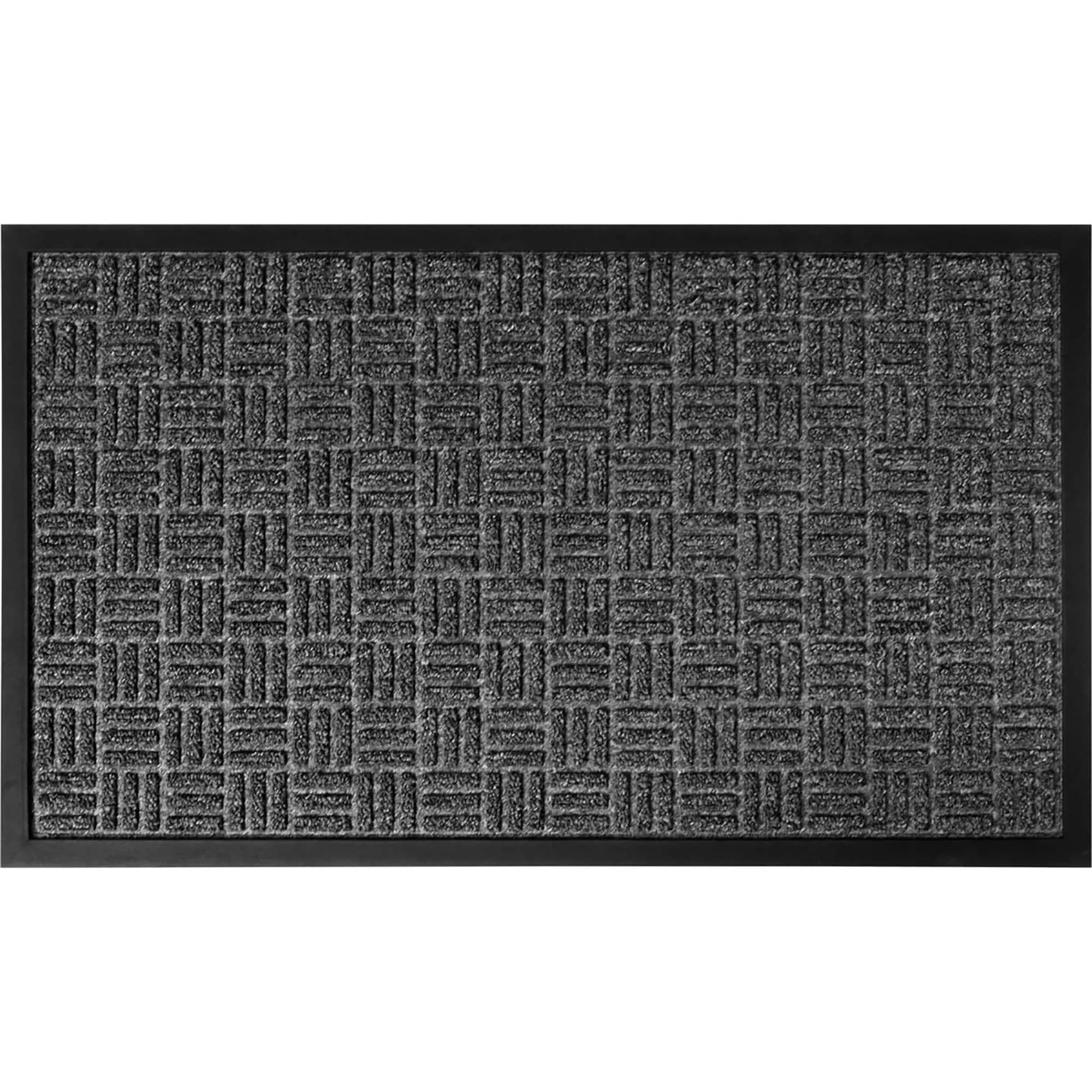 Outdoor Front Door Mat Checkerboard Yvan Polypropylene Rubber Rug Grey