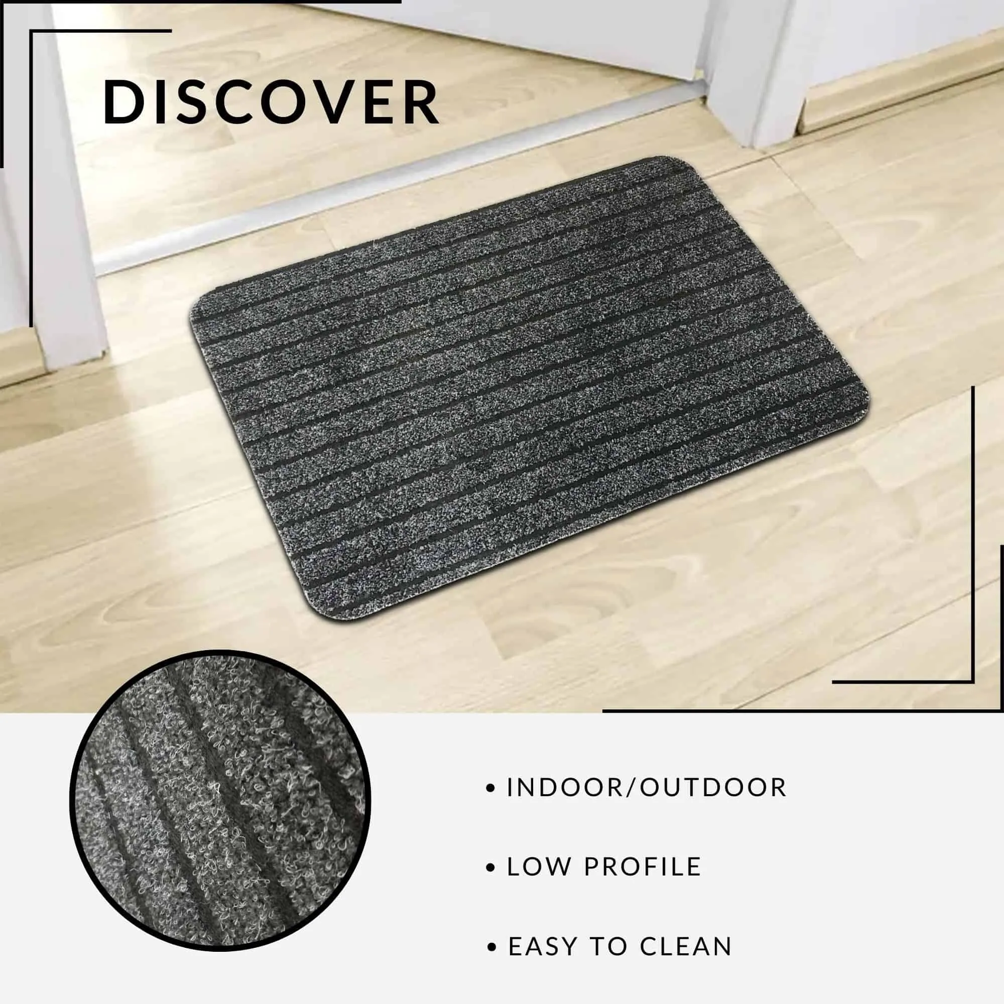 Outdoor Front Door Mat Chloe Polypropylene Latex Rug 24x16 Grey