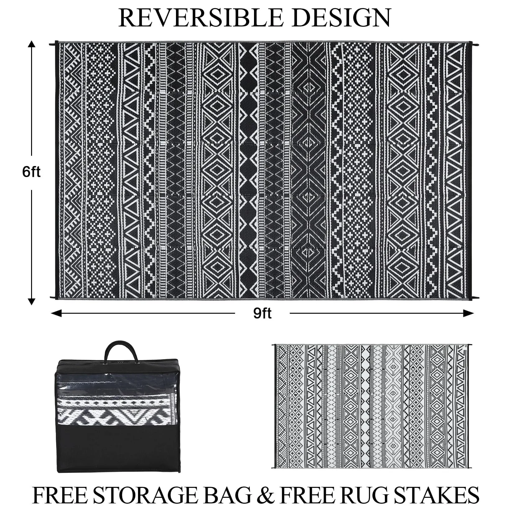 Outdoor Reversible Patio Rug for Balcony