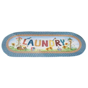 Outdoor Scene Laundry Day Braided Runner Rug - 48 x 20