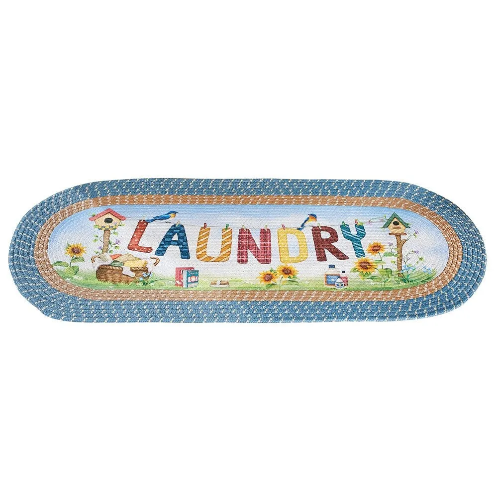 Outdoor Scene Laundry Day Braided Runner Rug - 48 x 20
