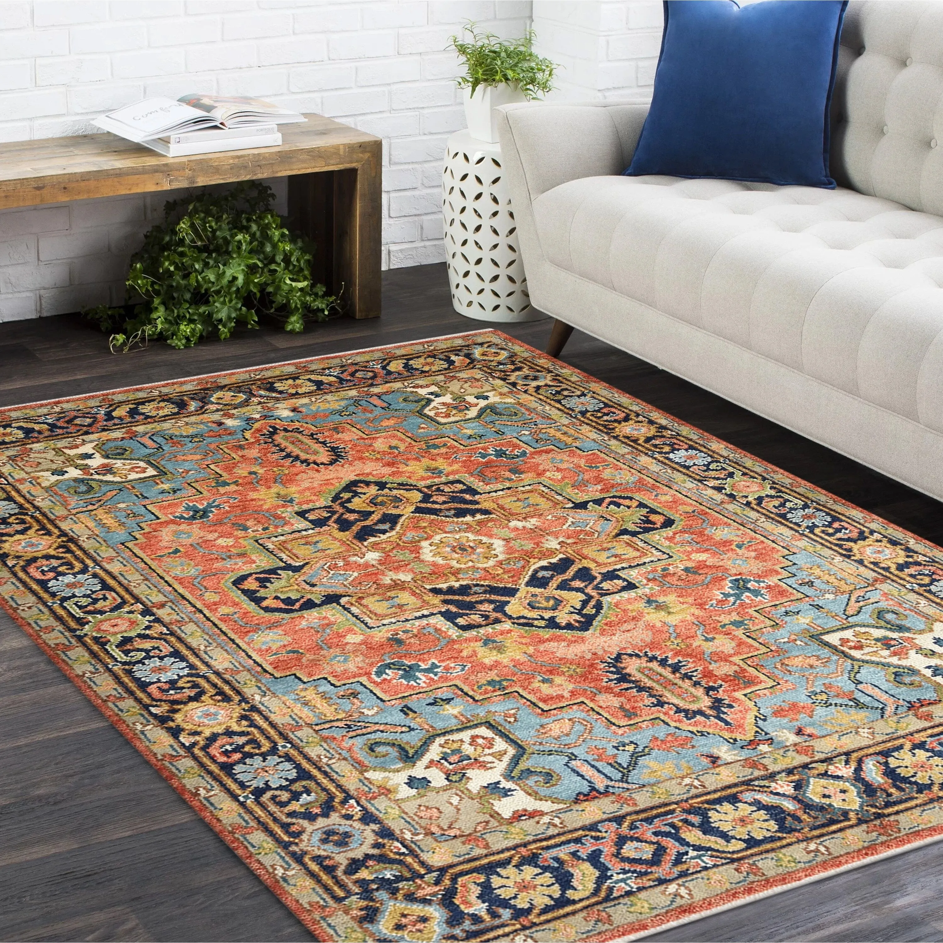 Overton Handmade Traditional Floral Area Rug