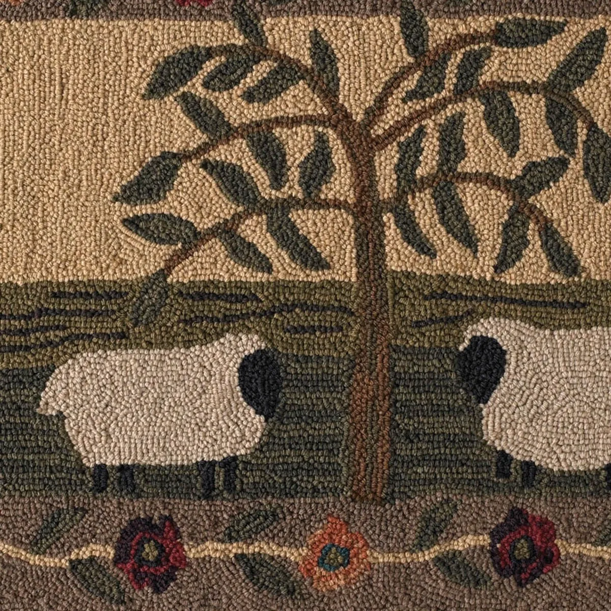 Park Designs Willow & Sheep Hooked Rug - 2'x3'