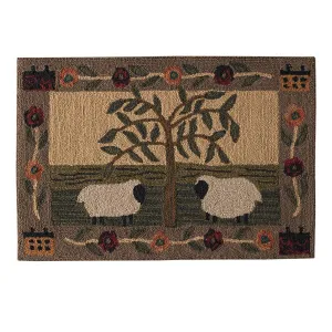 Park Designs Willow & Sheep Hooked Rug - 2'x3'
