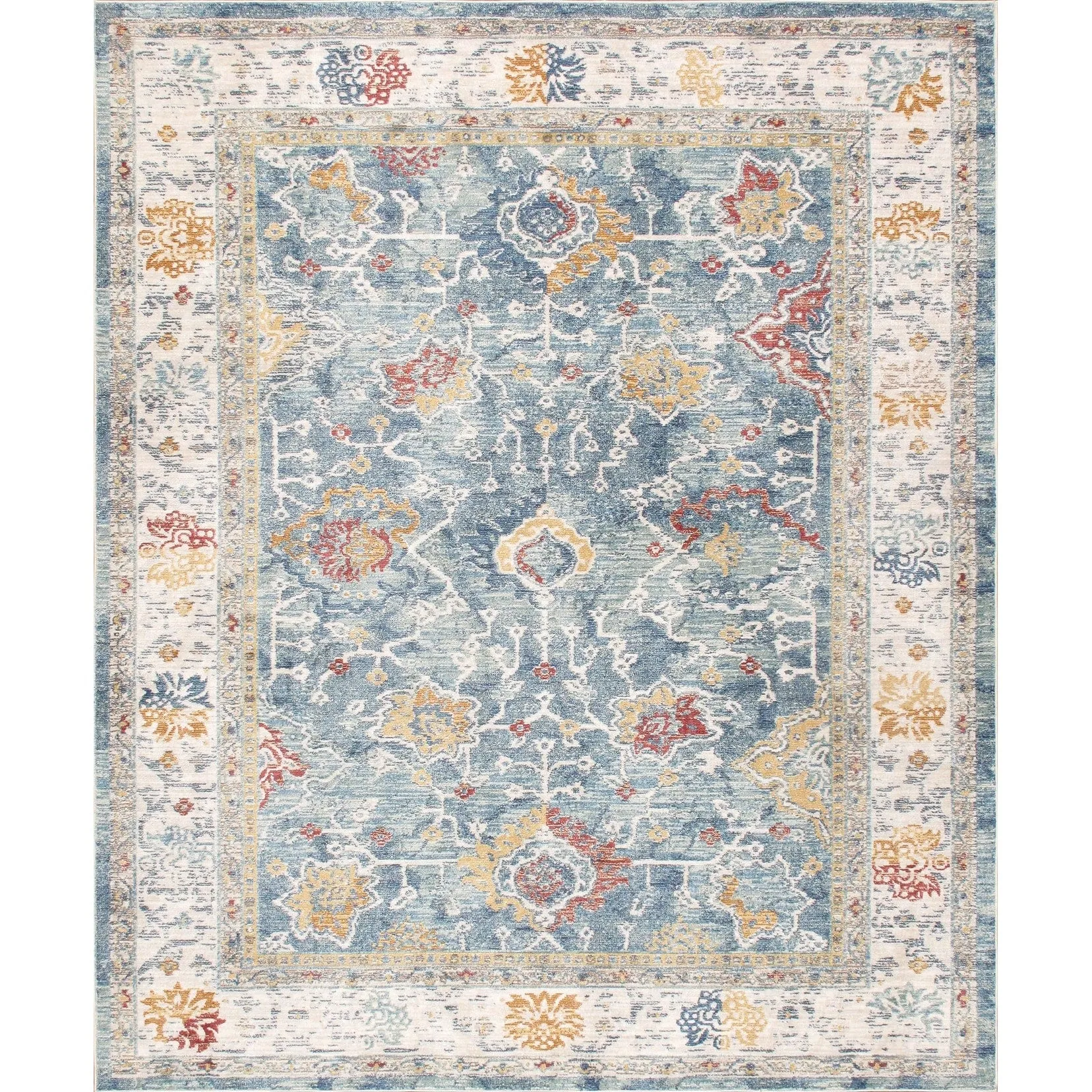 Pasargad Home Turkish Heritage Geometric L.Blue/Beige Area Rug