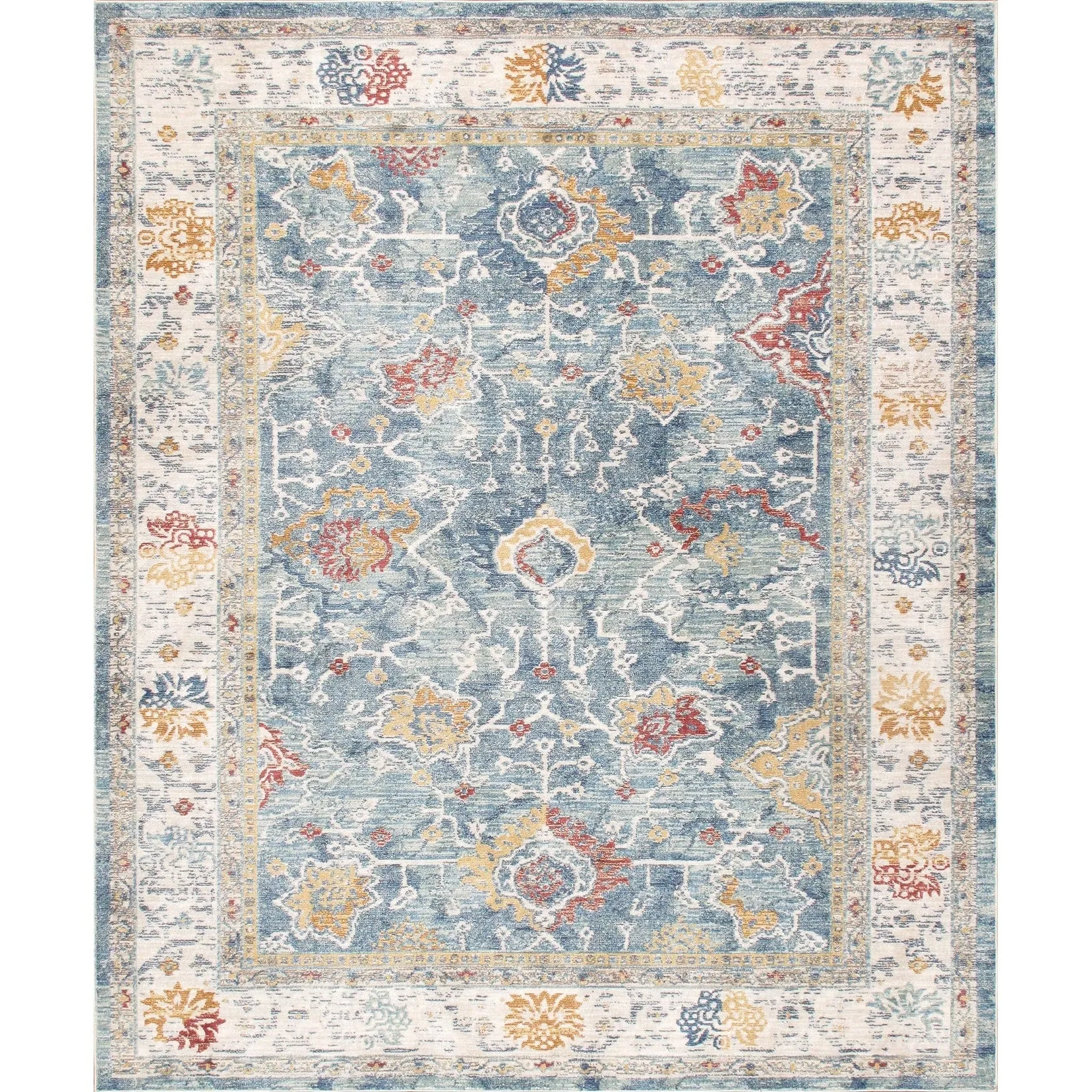 Pasargad Home Turkish Heritage Geometric L.Blue/Beige Area Rug
