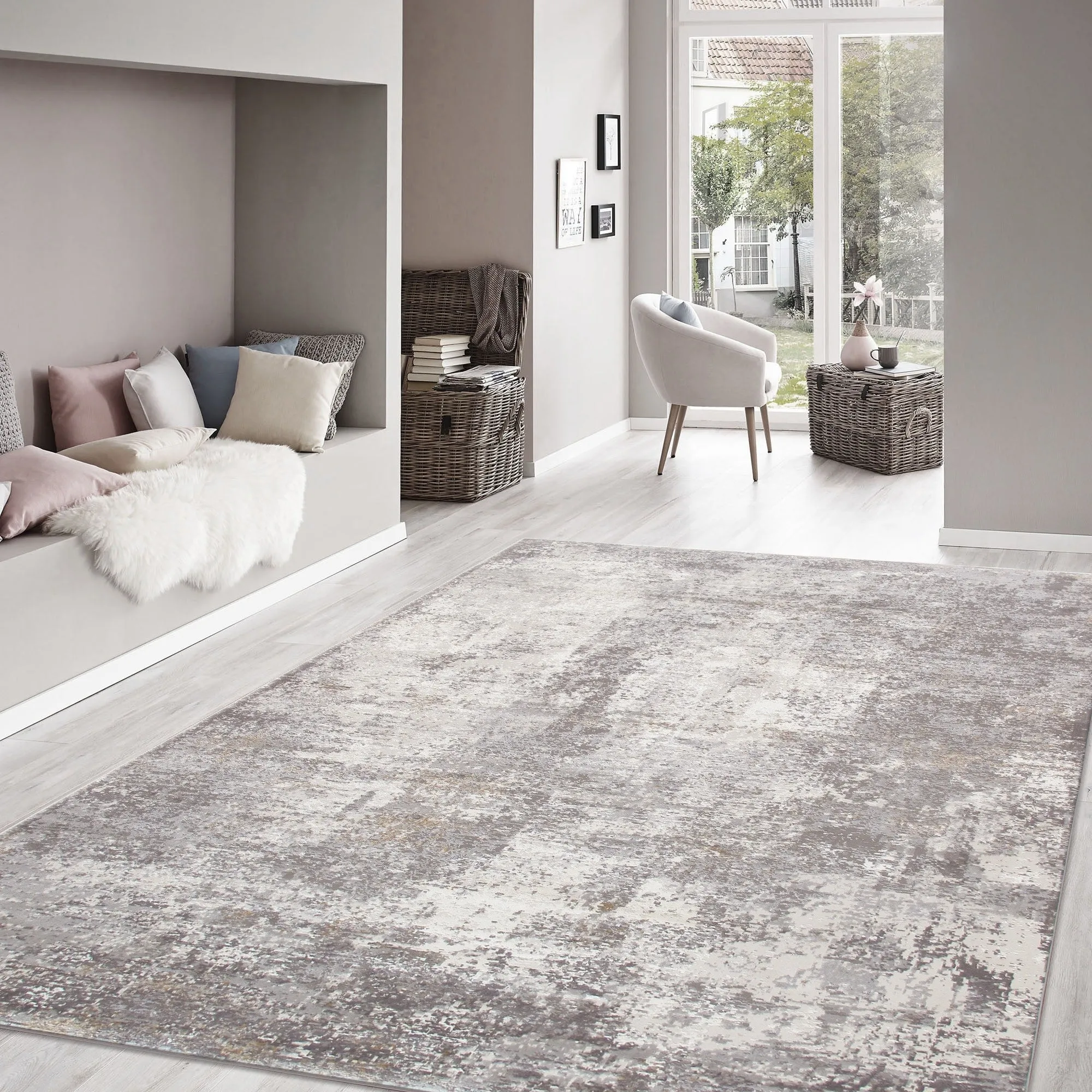 Pasargad Home Turkish Stella Design Abstract L.Grey Area Rug