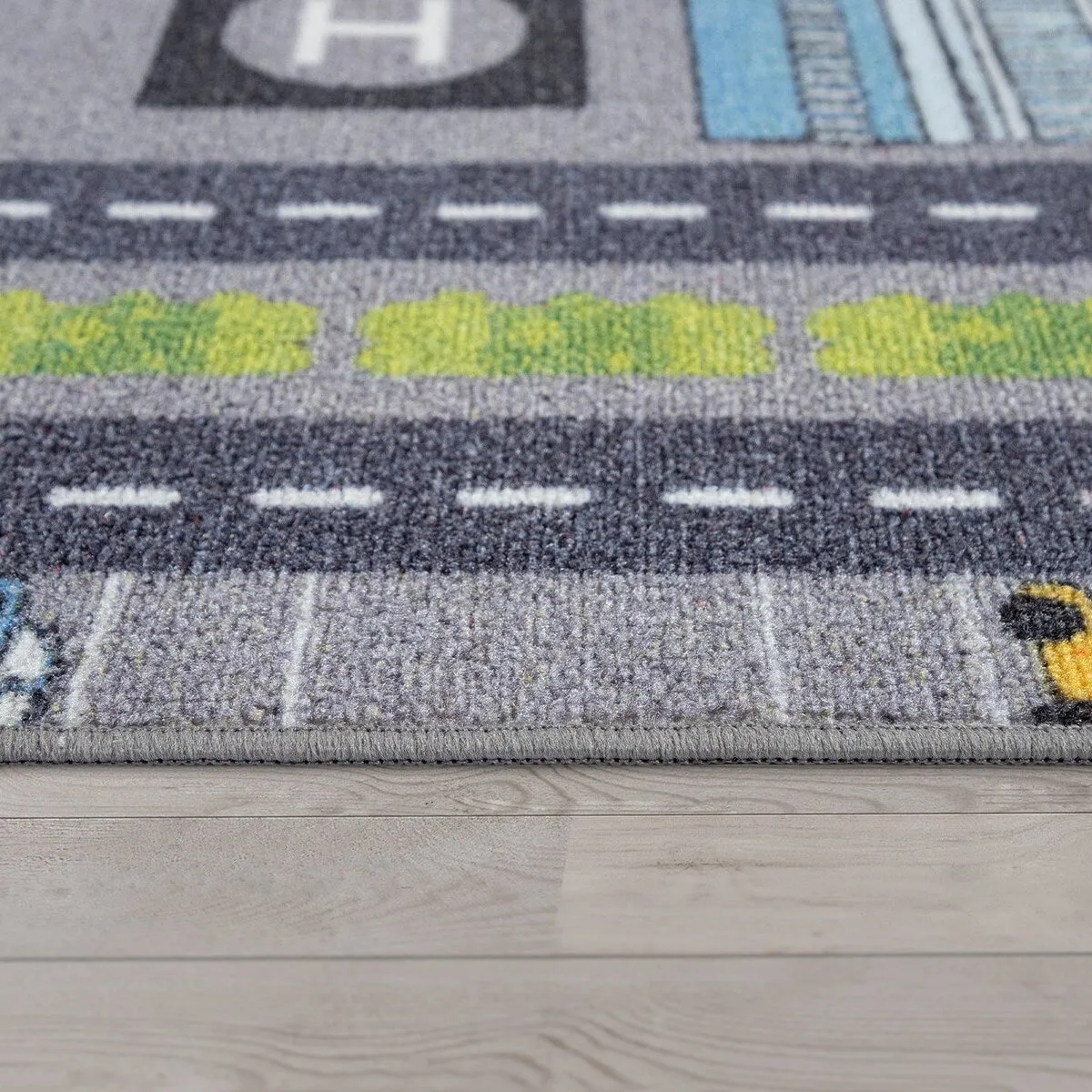 Play Rug for Nursery Cars Roads City Motife for Child's Room in Grey