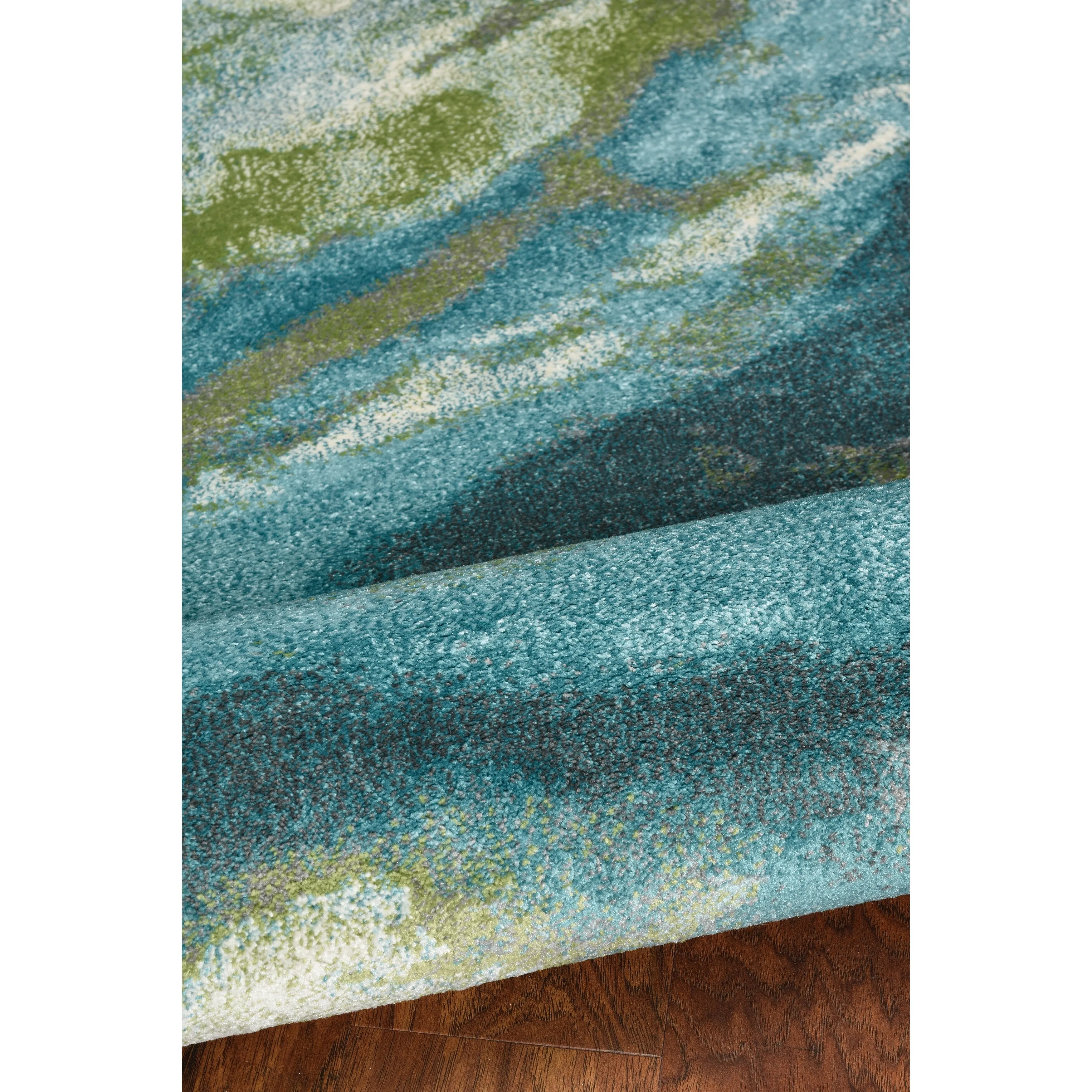 Porch & Den Hamlet Teal Abstract Marbled Rug