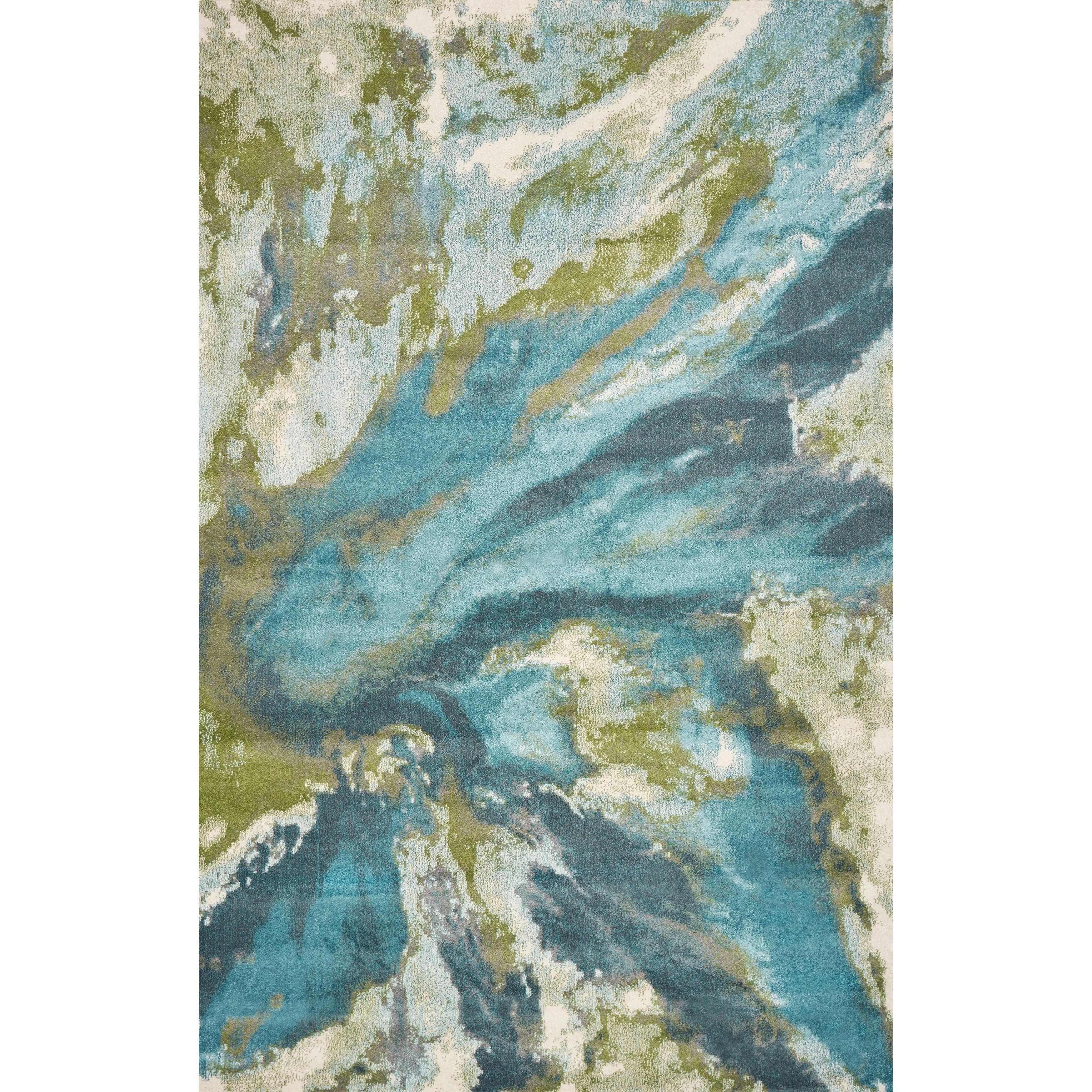 Porch & Den Hamlet Teal Abstract Marbled Rug