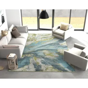 Porch & Den Hamlet Teal Abstract Marbled Rug