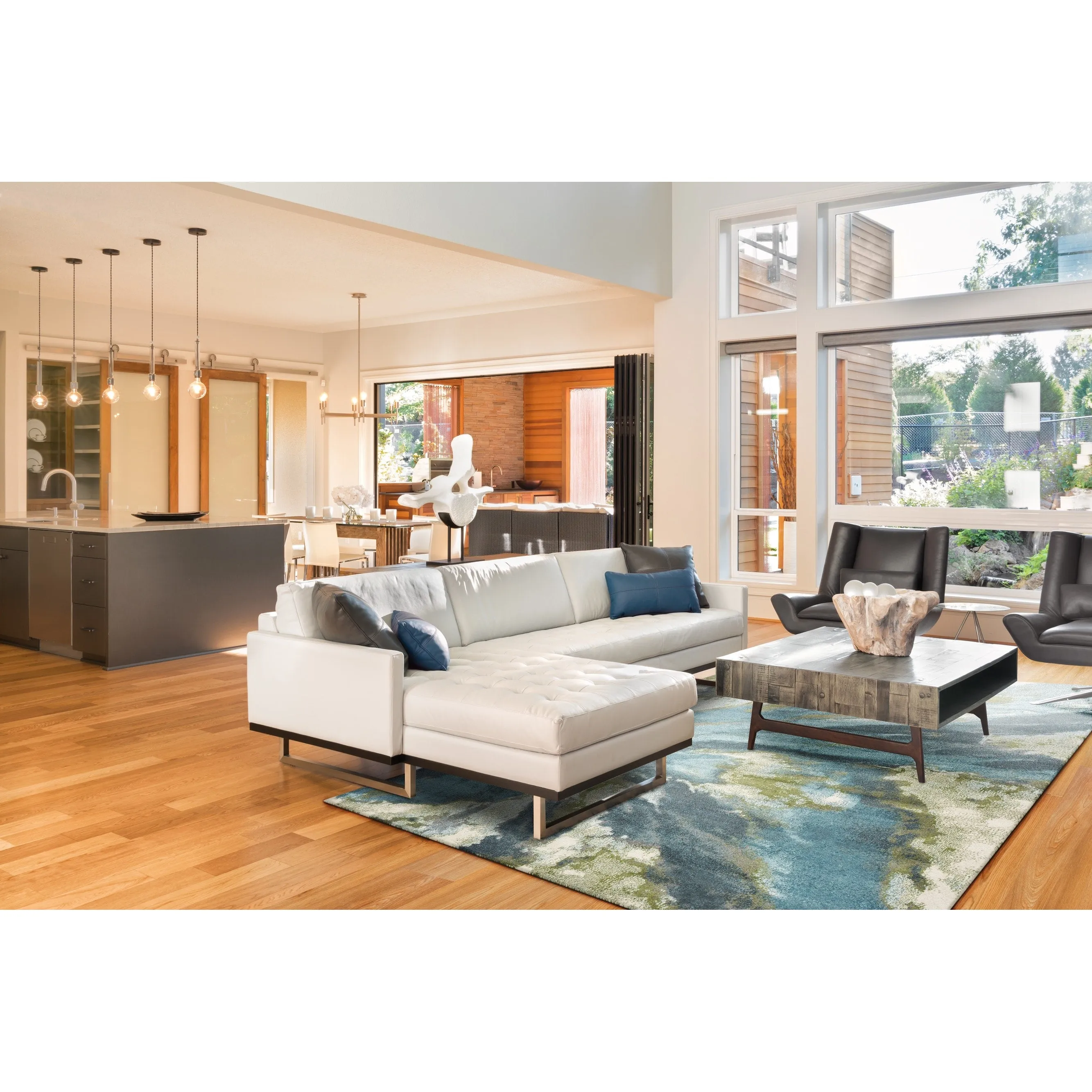 Porch & Den Hamlet Teal Abstract Marbled Rug