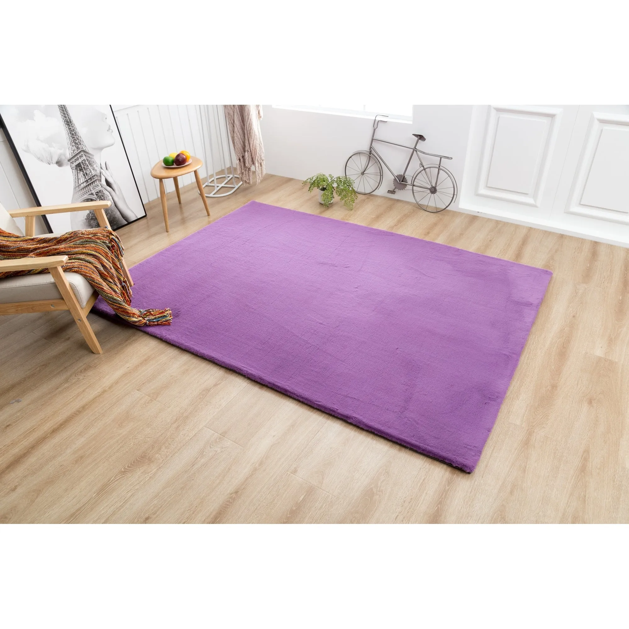 Rabbit-Collection Thick Faux-Fur Area Rug