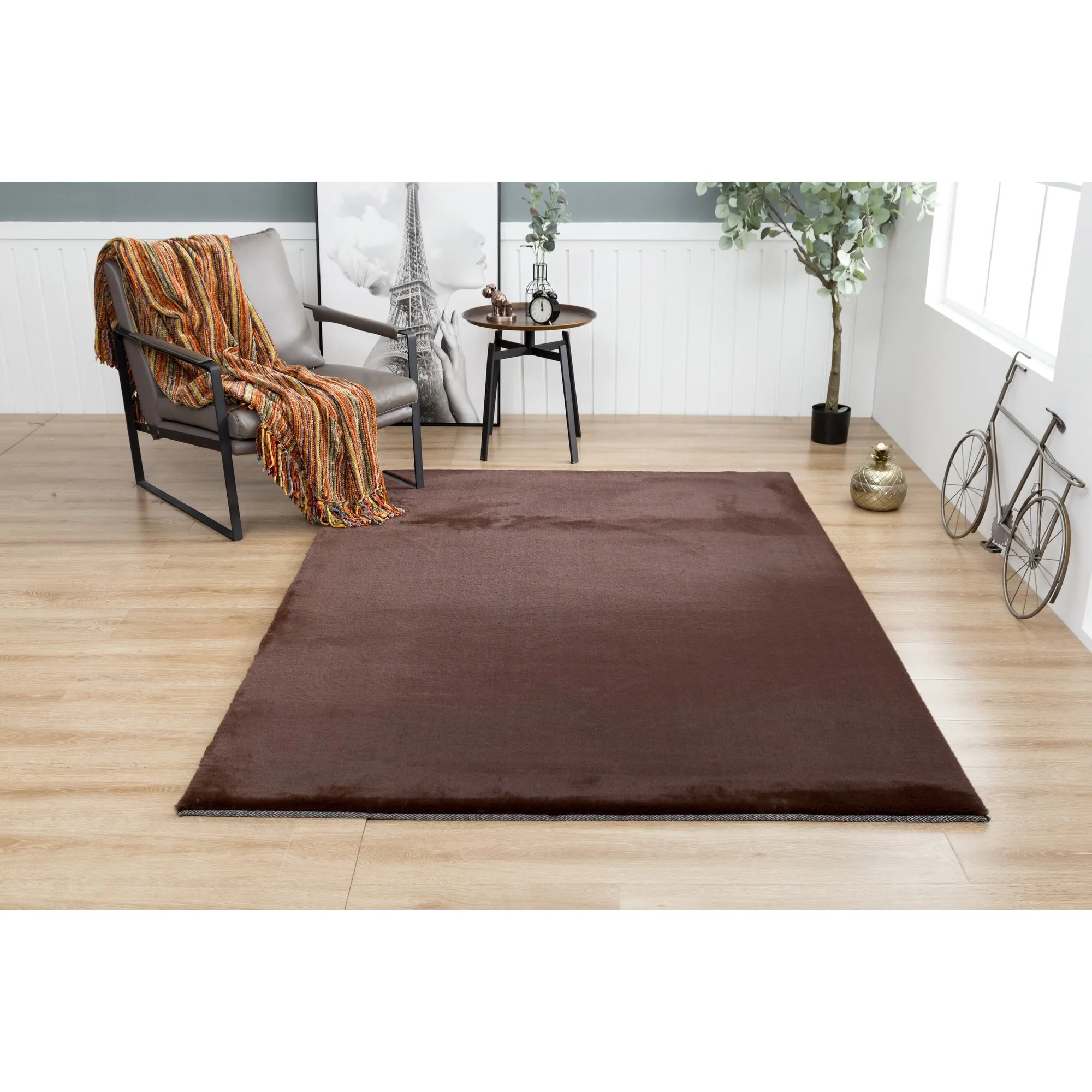Rabbit-Collection Thick Faux-Fur Area Rug
