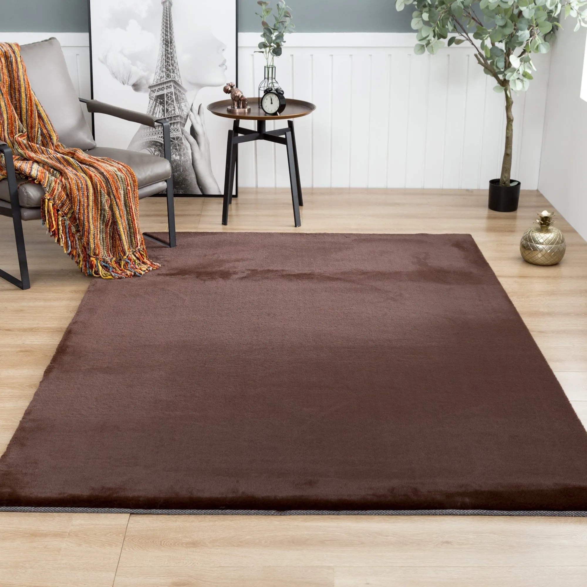 Rabbit-Collection Thick Faux-Fur Area Rug