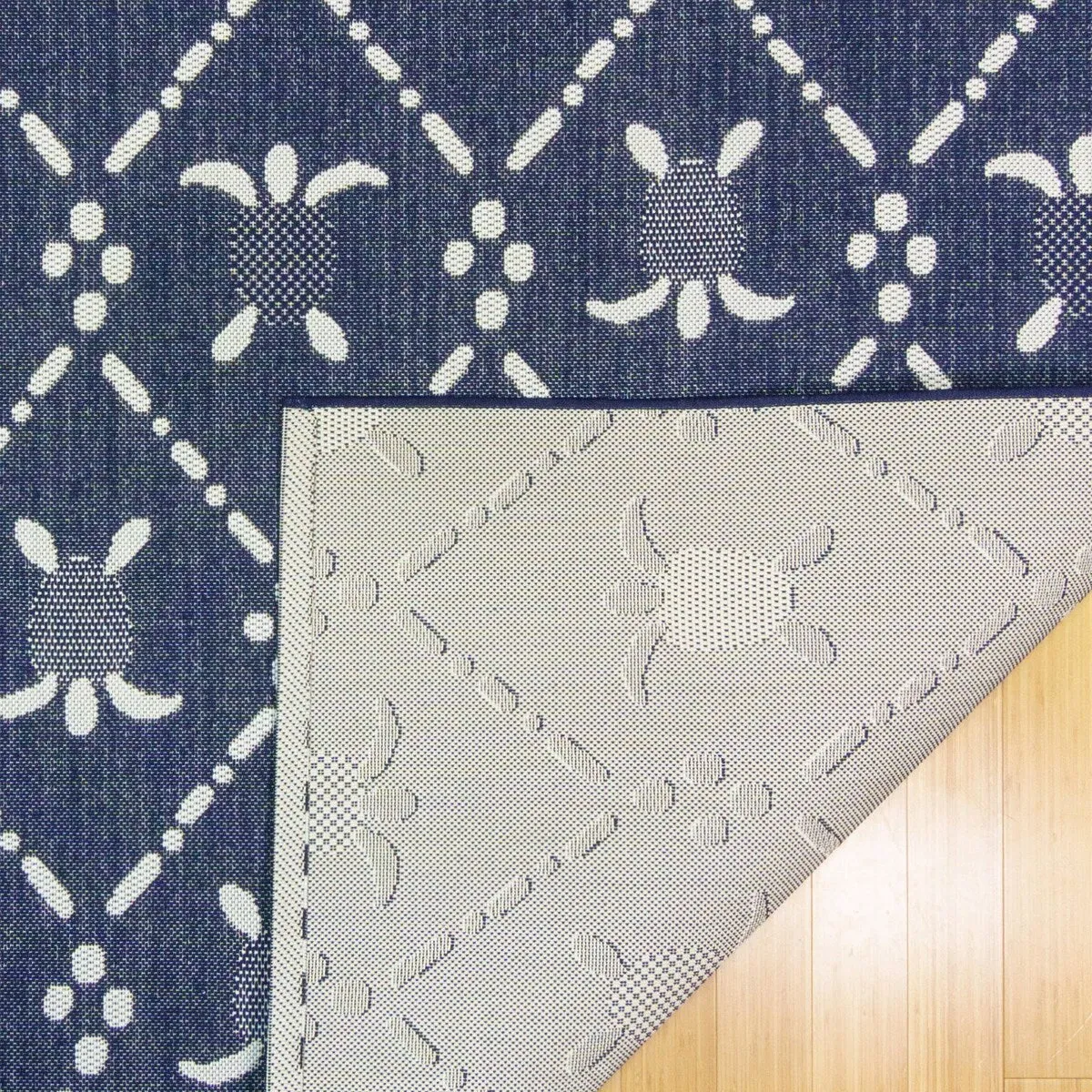 Reyn Spooner Kona Coast Royal Honu Navy Blue Sea Turtle Flatweave Indoor/ Outdoor Area Rug