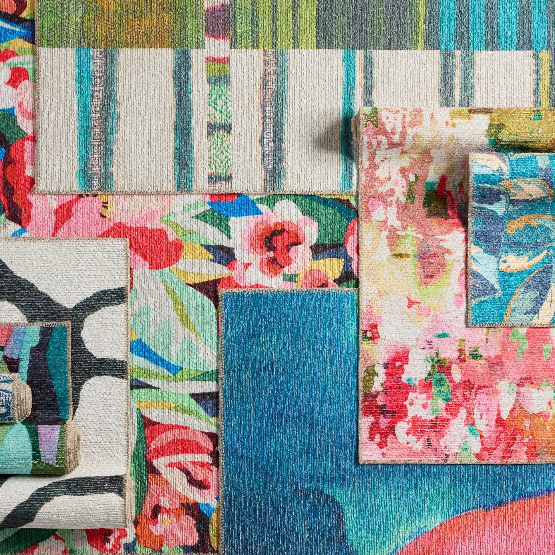 Rouge Machine Washable Indoor/Outdoor Floral Pink/ Multicolor Area Rug