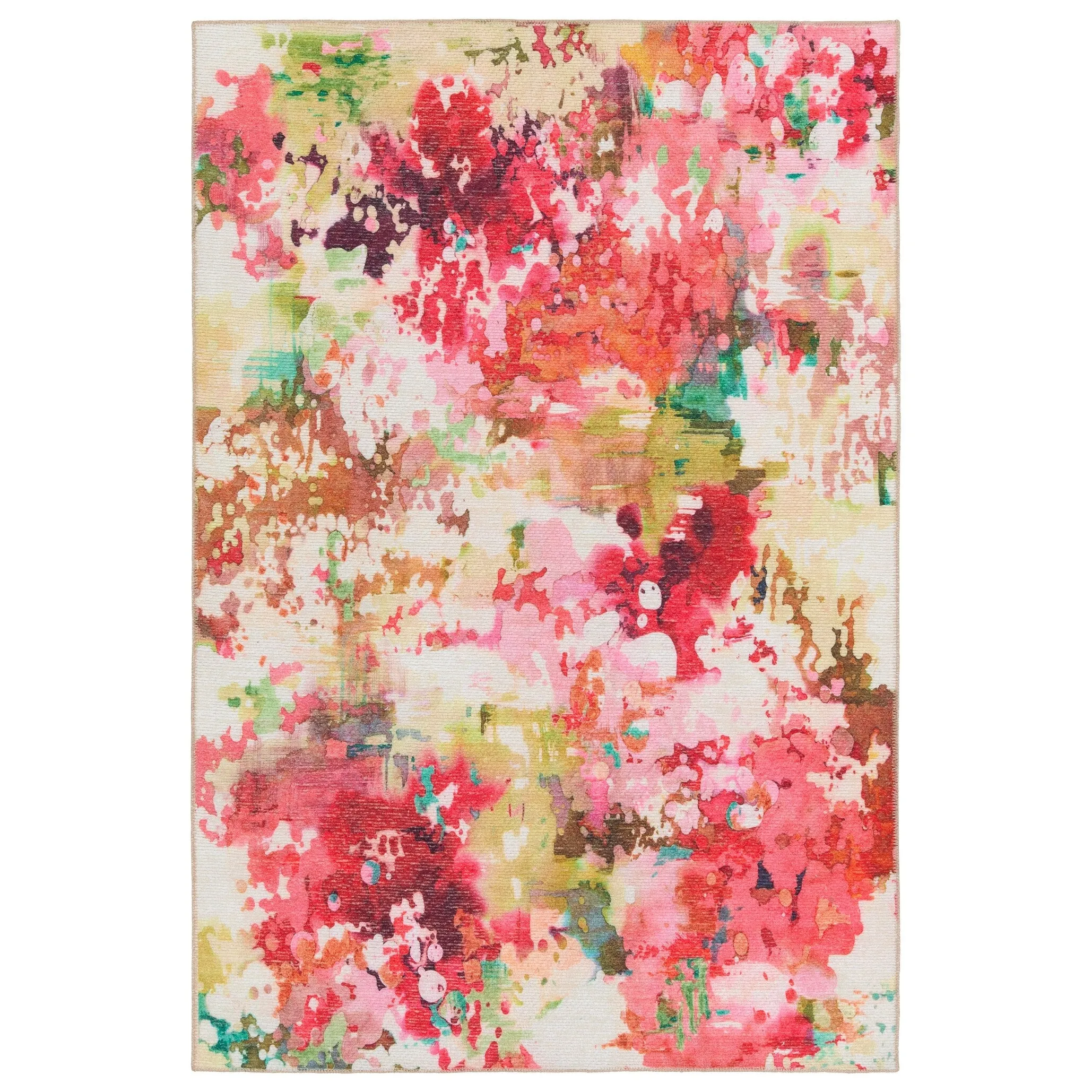 Rouge Machine Washable Indoor/Outdoor Floral Pink/ Multicolor Area Rug