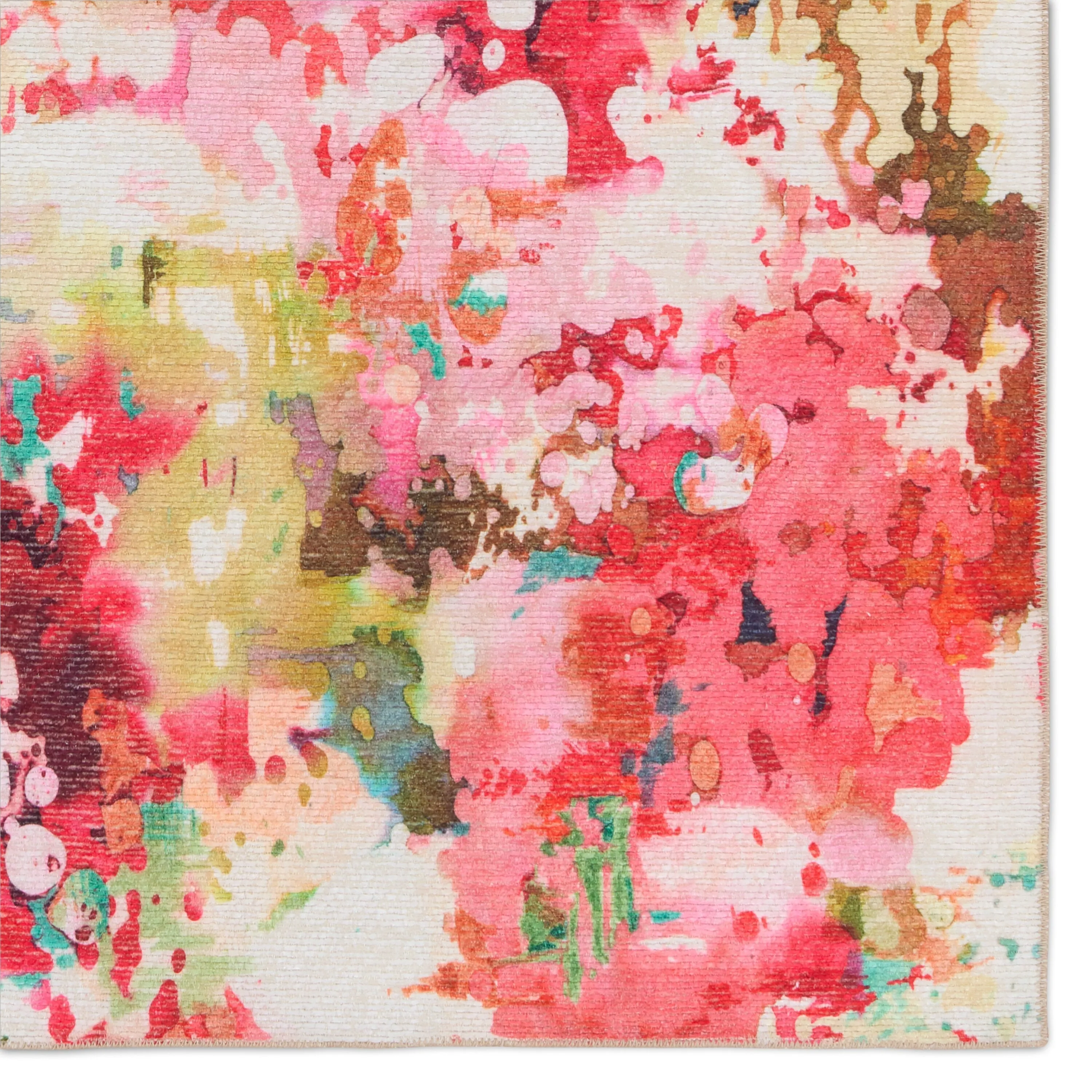 Rouge Machine Washable Indoor/Outdoor Floral Pink/ Multicolor Area Rug