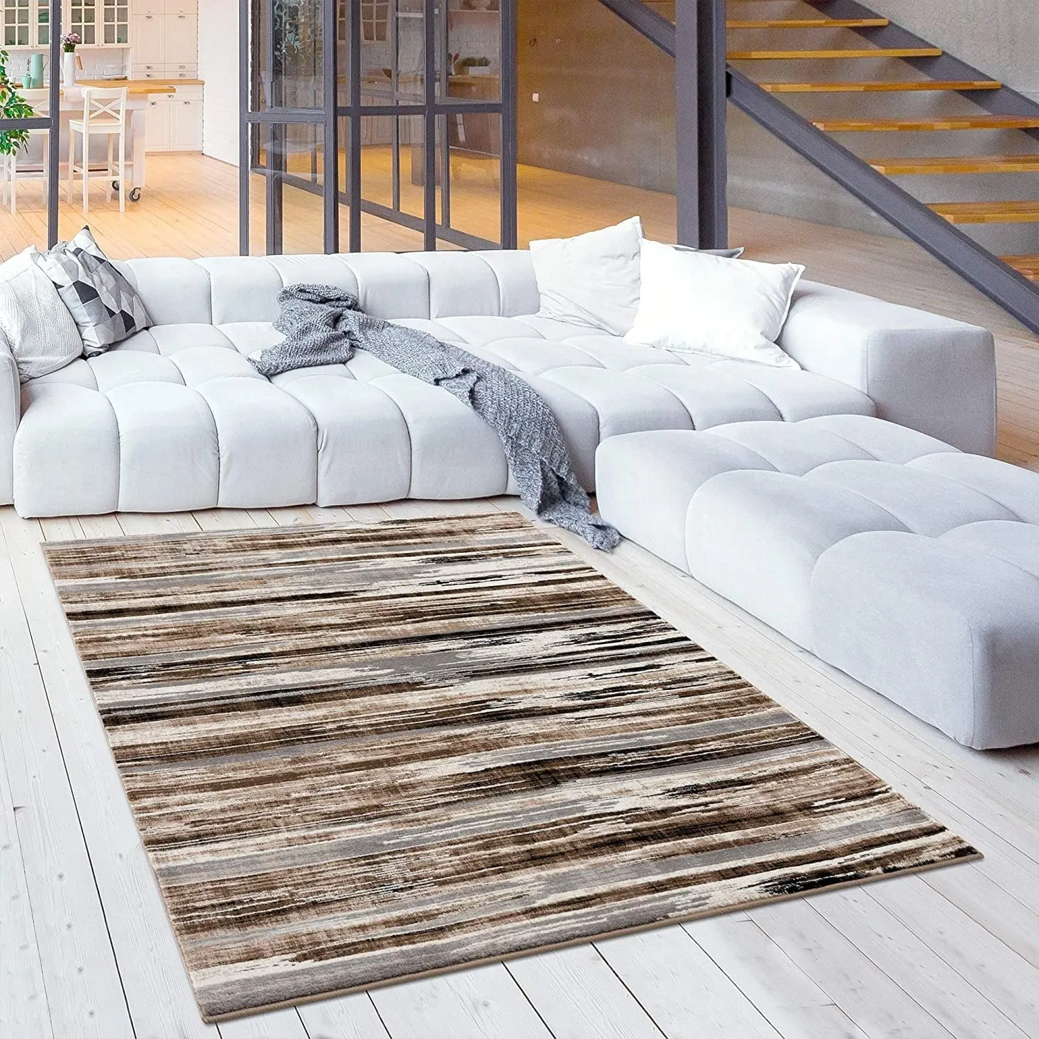 Rug Branch Montage Modern Abstract Area Rug and Runner. Beige