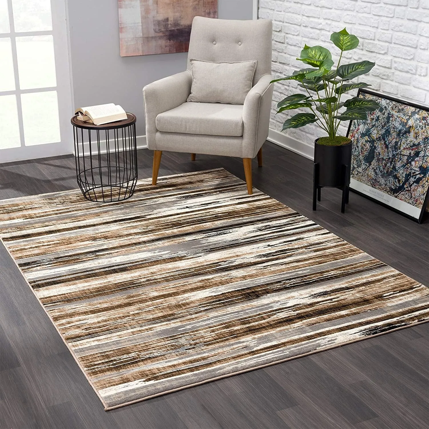 Rug Branch Montage Modern Abstract Area Rug and Runner. Beige