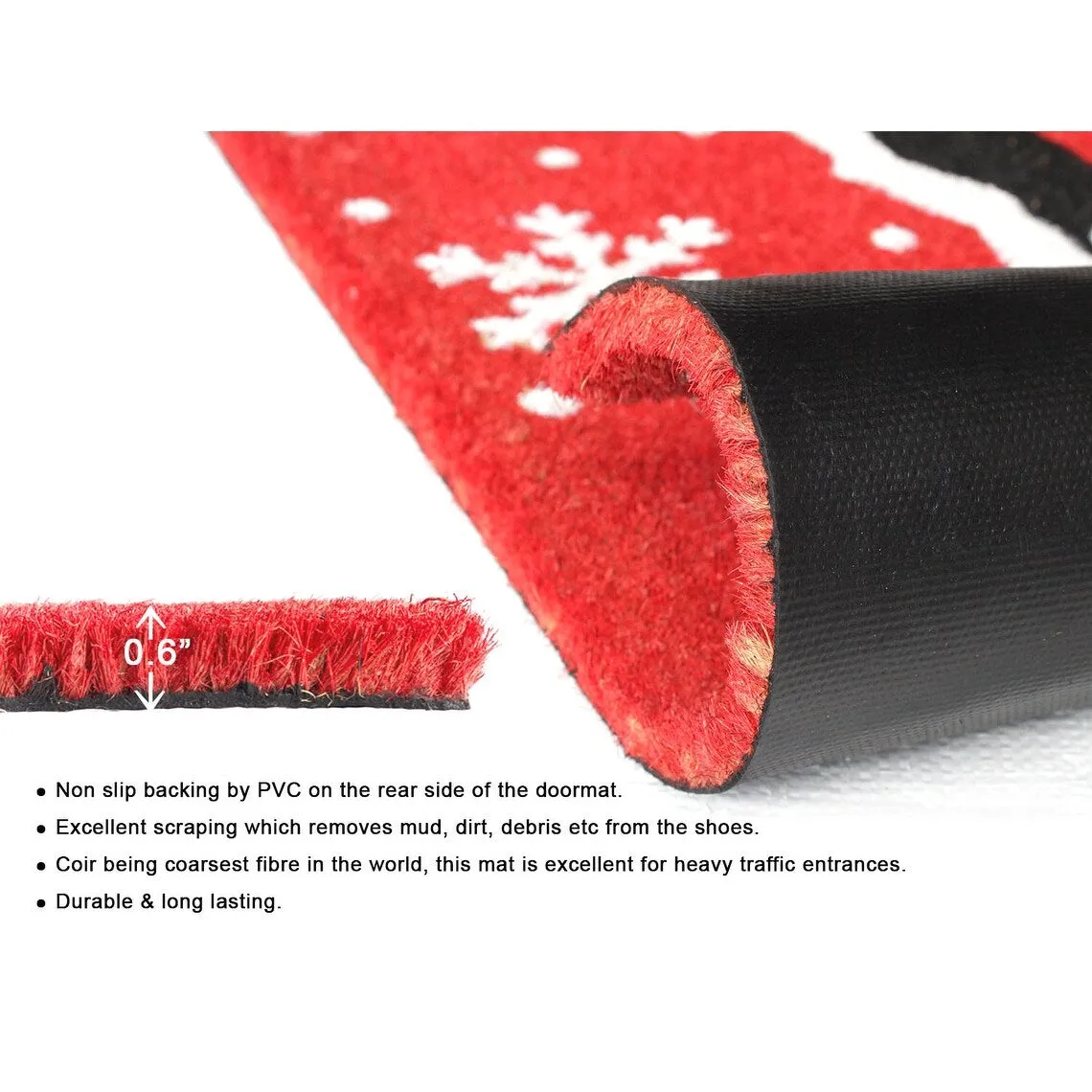 RugSmith White Machine Tufted Merry Christmas Doormat. 18 x 30 - 18 x 30