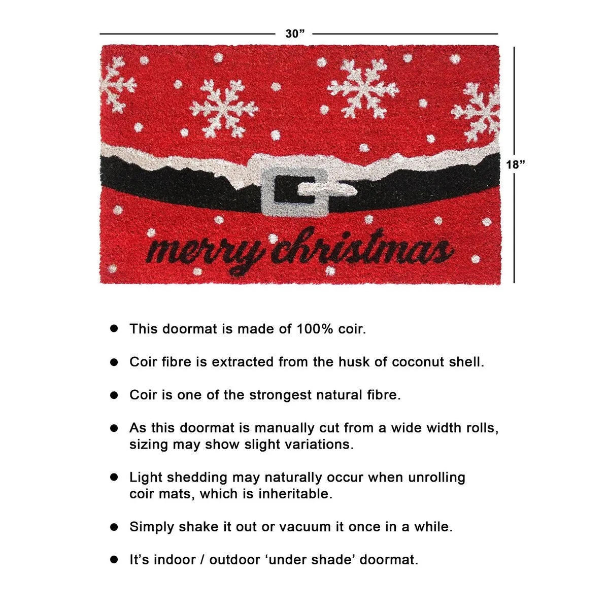 RugSmith White Machine Tufted Merry Christmas Doormat. 18 x 30 - 18 x 30