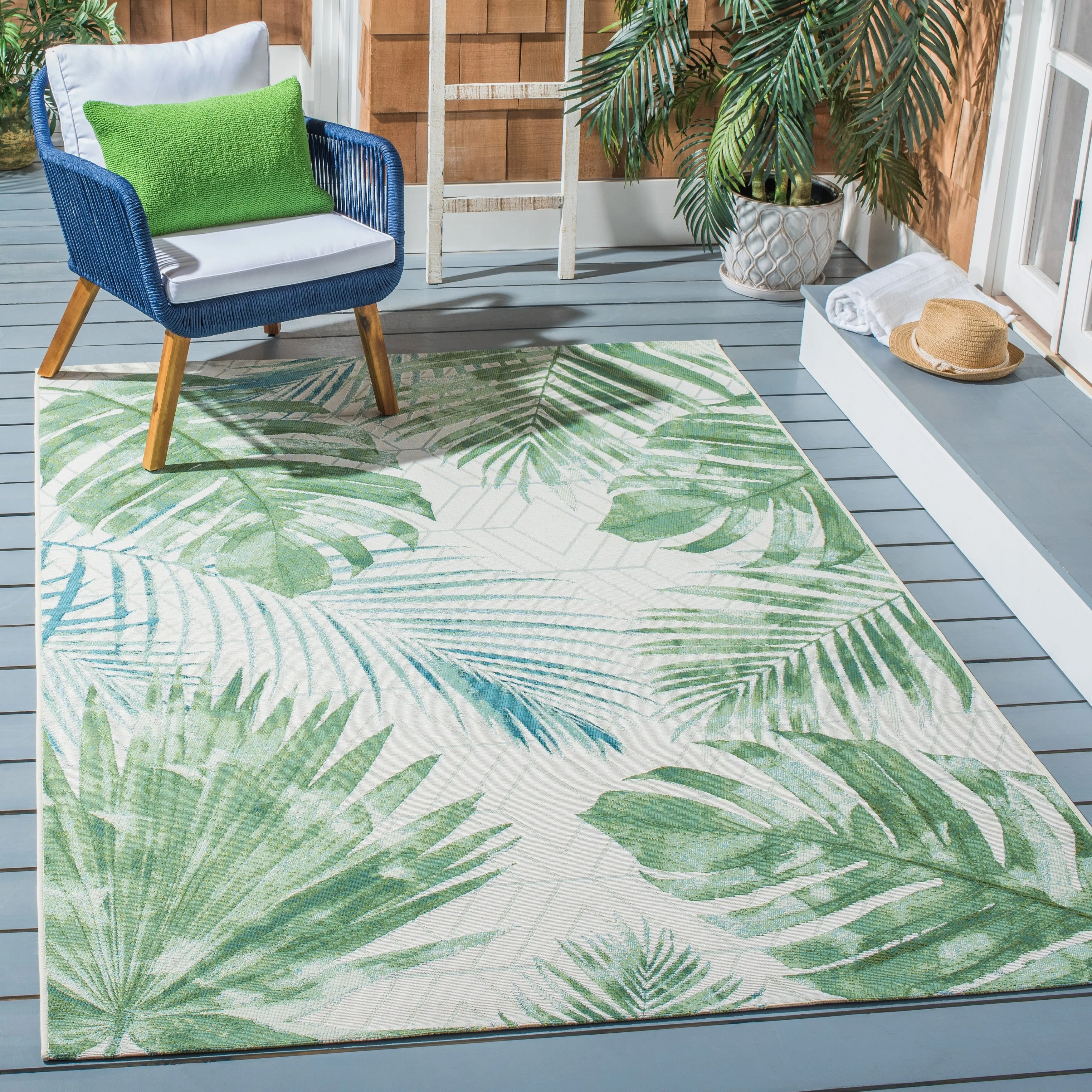 SAFAVIEH Barbados Floare Tropical Indoor/ Outdoor Waterproof Patio Backyard Rug