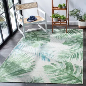 SAFAVIEH Barbados Nairne Tropical Indoor/ Outdoor Waterproof Patio Backyard Rug - Green/Teal - 8' x 10'5