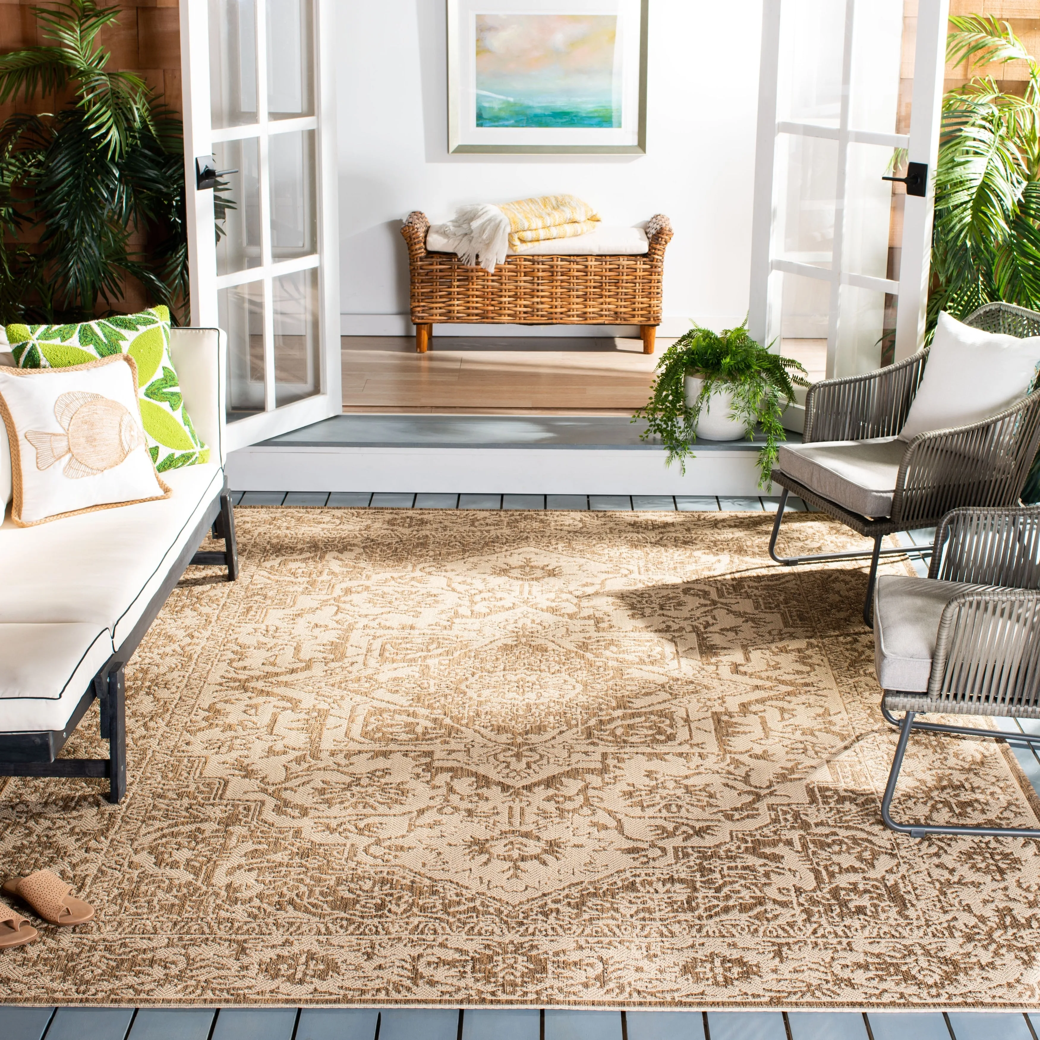 SAFAVIEH Beach House Pouline Indoor/ Outdoor Waterproof Patio Backyard Rug