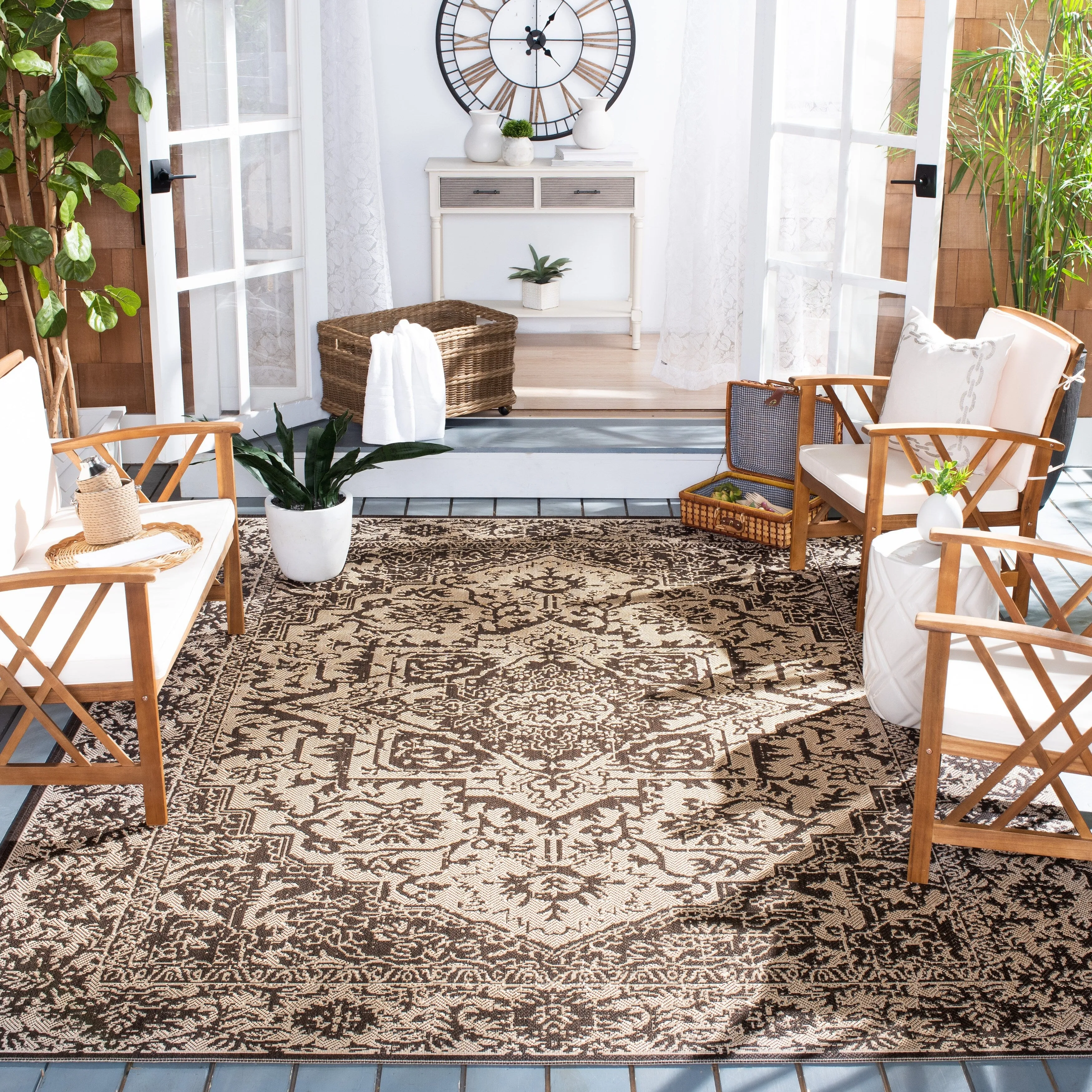 SAFAVIEH Beach House Pouline Indoor/ Outdoor Waterproof Patio Backyard Rug
