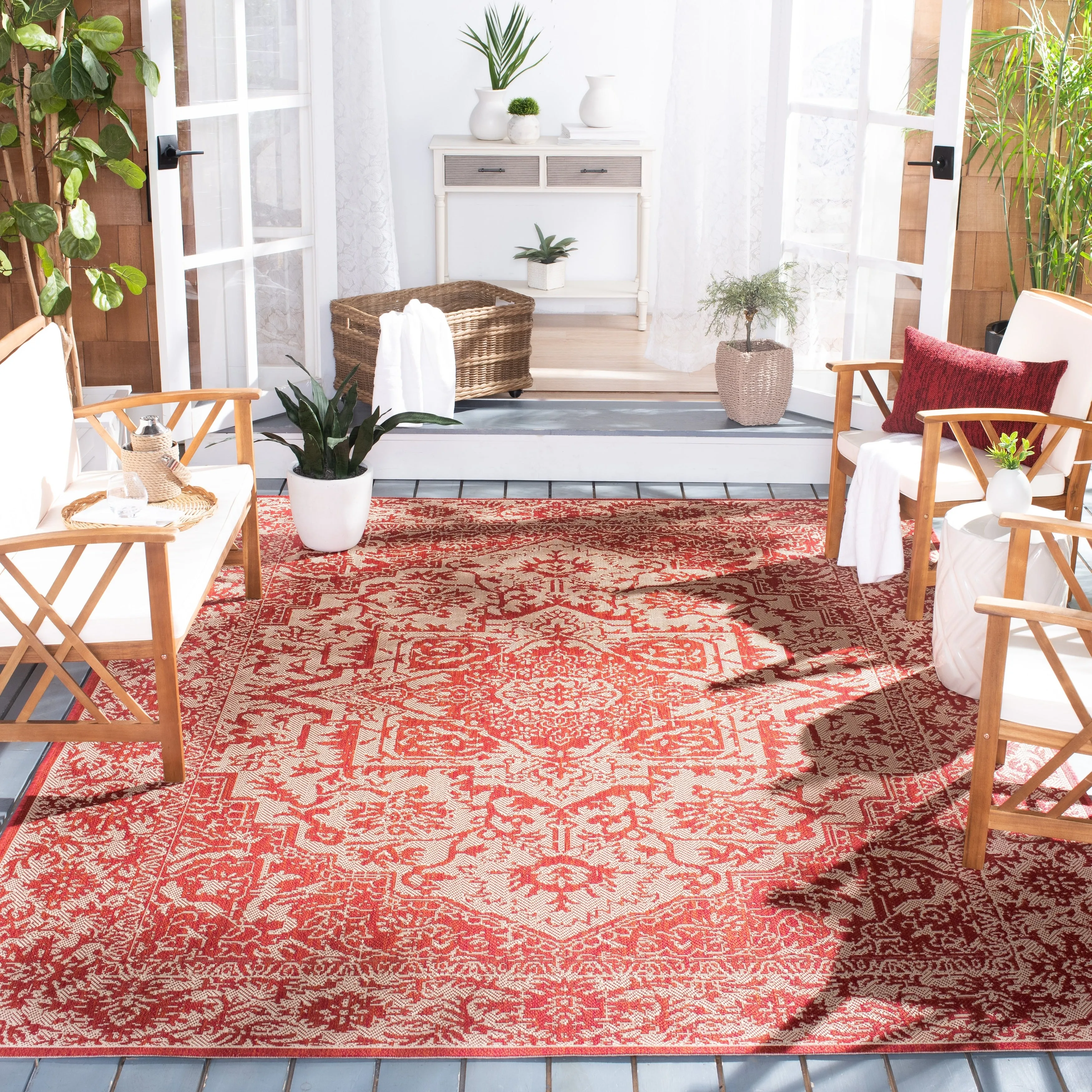 SAFAVIEH Beach House Pouline Indoor/ Outdoor Waterproof Patio Backyard Rug