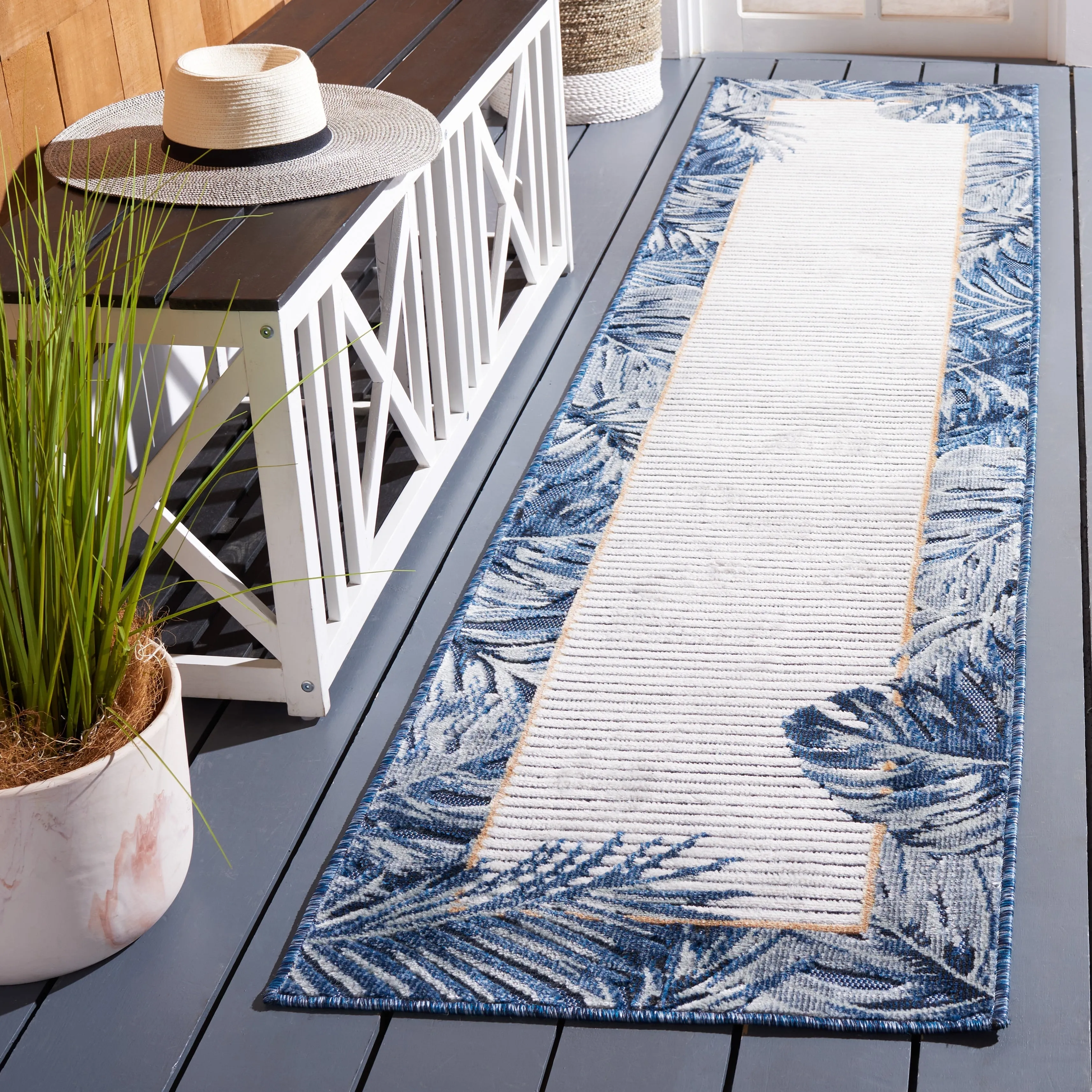 SAFAVIEH Cabana Raluca Indoor/ Outdoor Tropical Border Rug