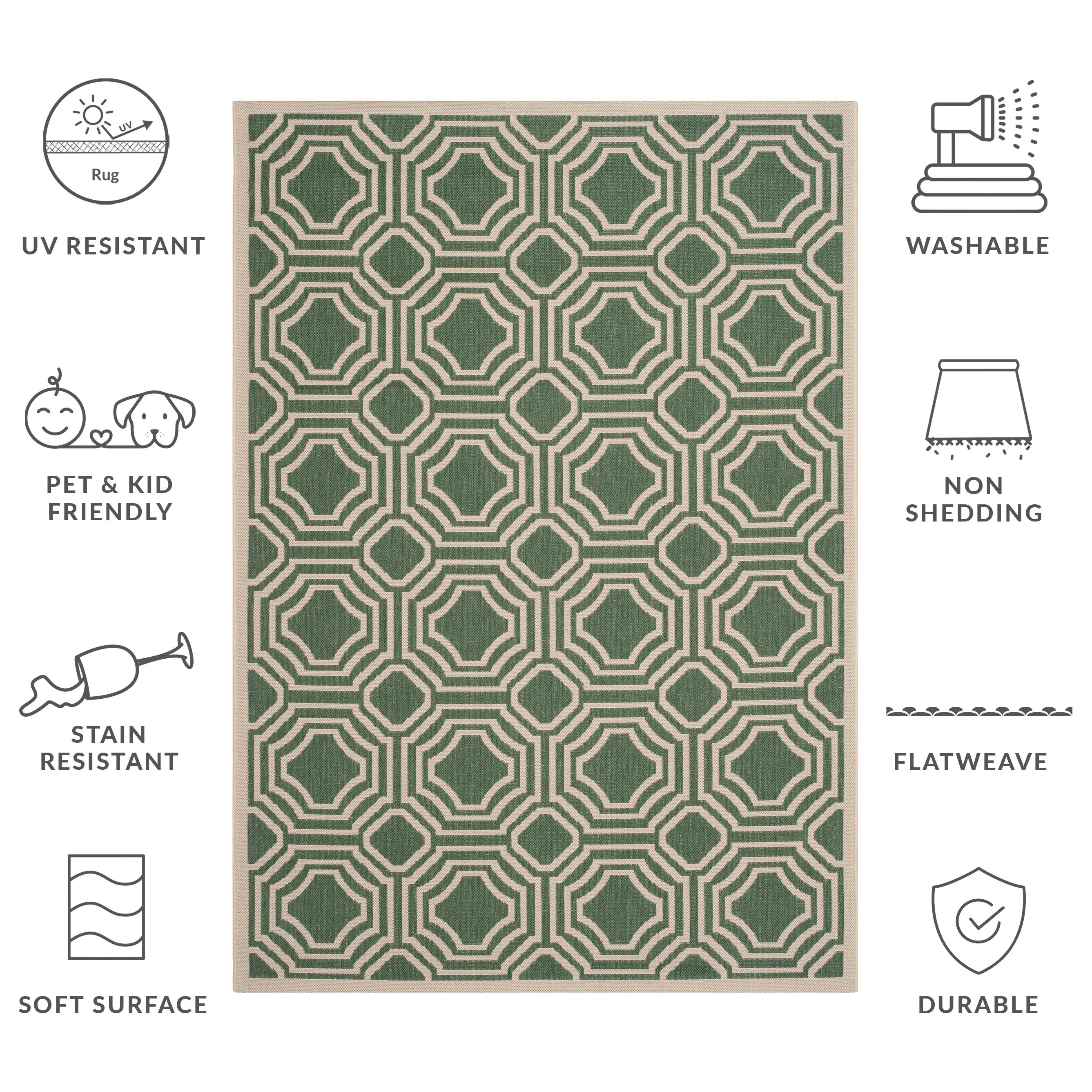 SAFAVIEH. Courtyard Barbl Indoor/ Outdoor Waterproof Patio Backyard Rug
