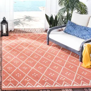 SAFAVIEH Courtyard Beryl Indoor/ Outdoor Waterproof Patio Backyard Rug - Terracotta/Light Beige - 5'3 x 7'7