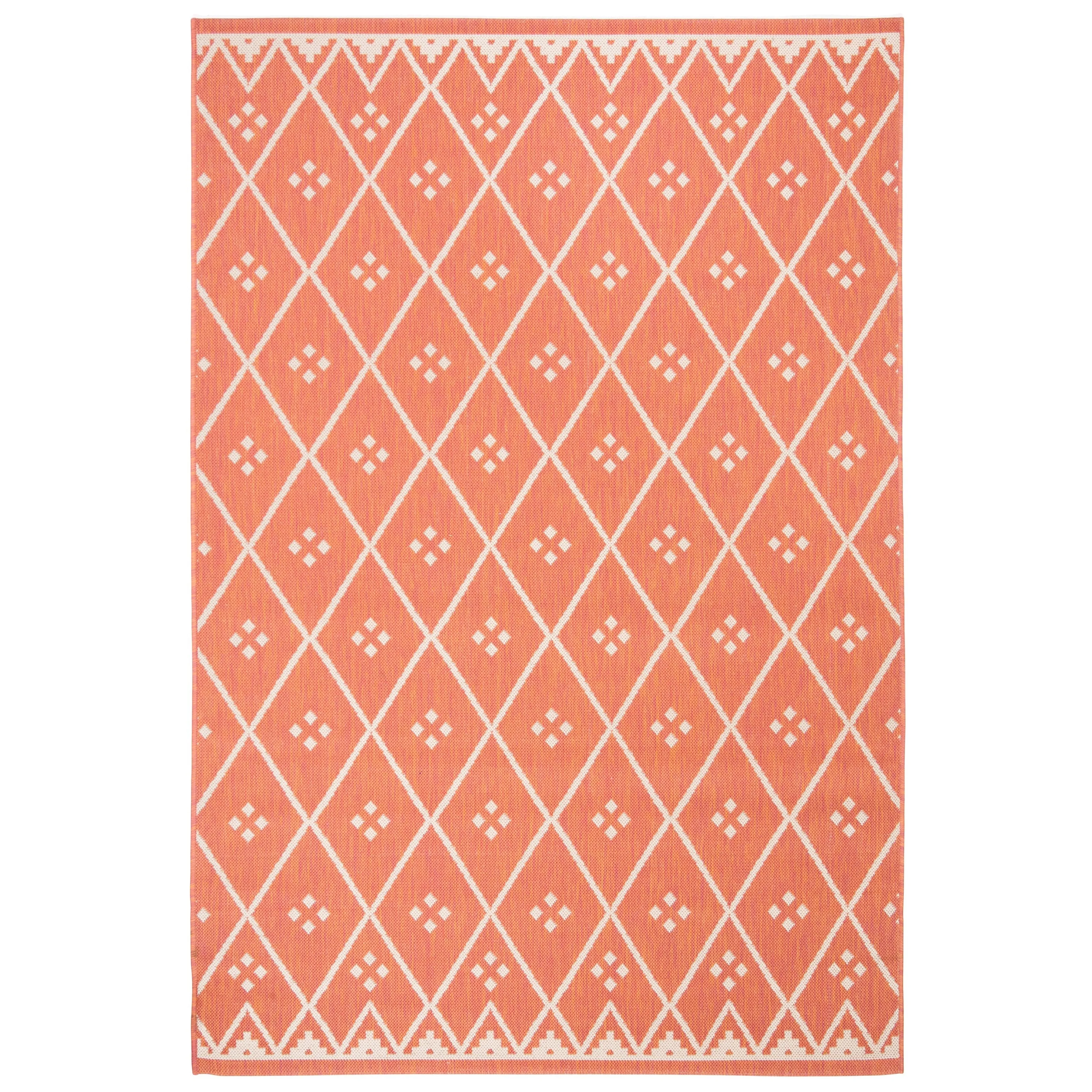 SAFAVIEH Courtyard Beryl Indoor/ Outdoor Waterproof Patio Backyard Rug - Terracotta/Light Beige - 5'3 x 7'7