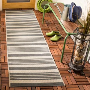 SAFAVIEH Courtyard Charmaine Indoor/ Outdoor Waterproof Area Rug - Grey/Bone - 2'3 x 14' Runner