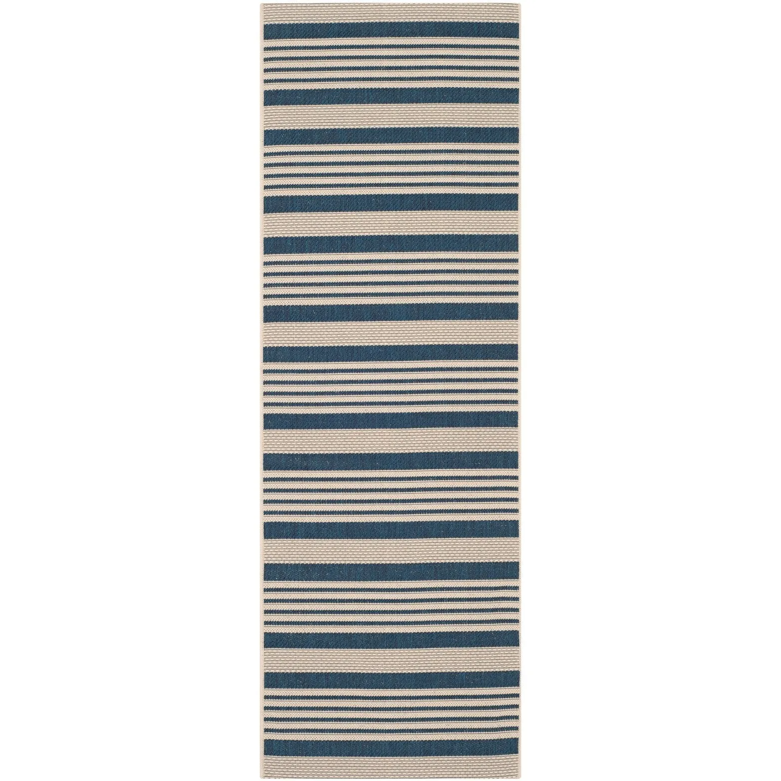 SAFAVIEH Courtyard Charmaine Indoor/ Outdoor Waterproof Area Rug - Navy/Beige - 2'3 x 12' Runner