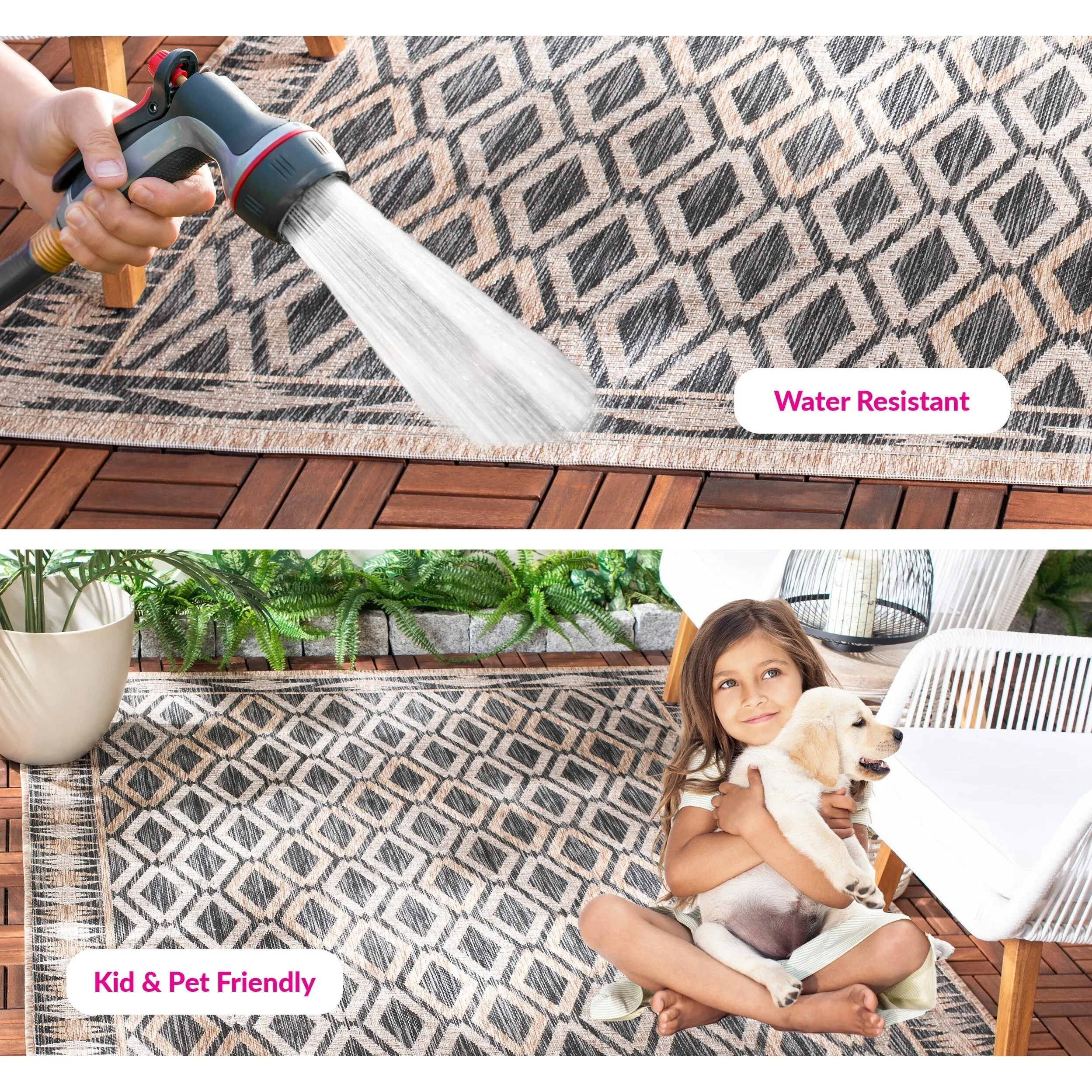 SAFAVIEH Courtyard Hannchen Indoor/ Outdoor Waterproof Patio Backyard Rug