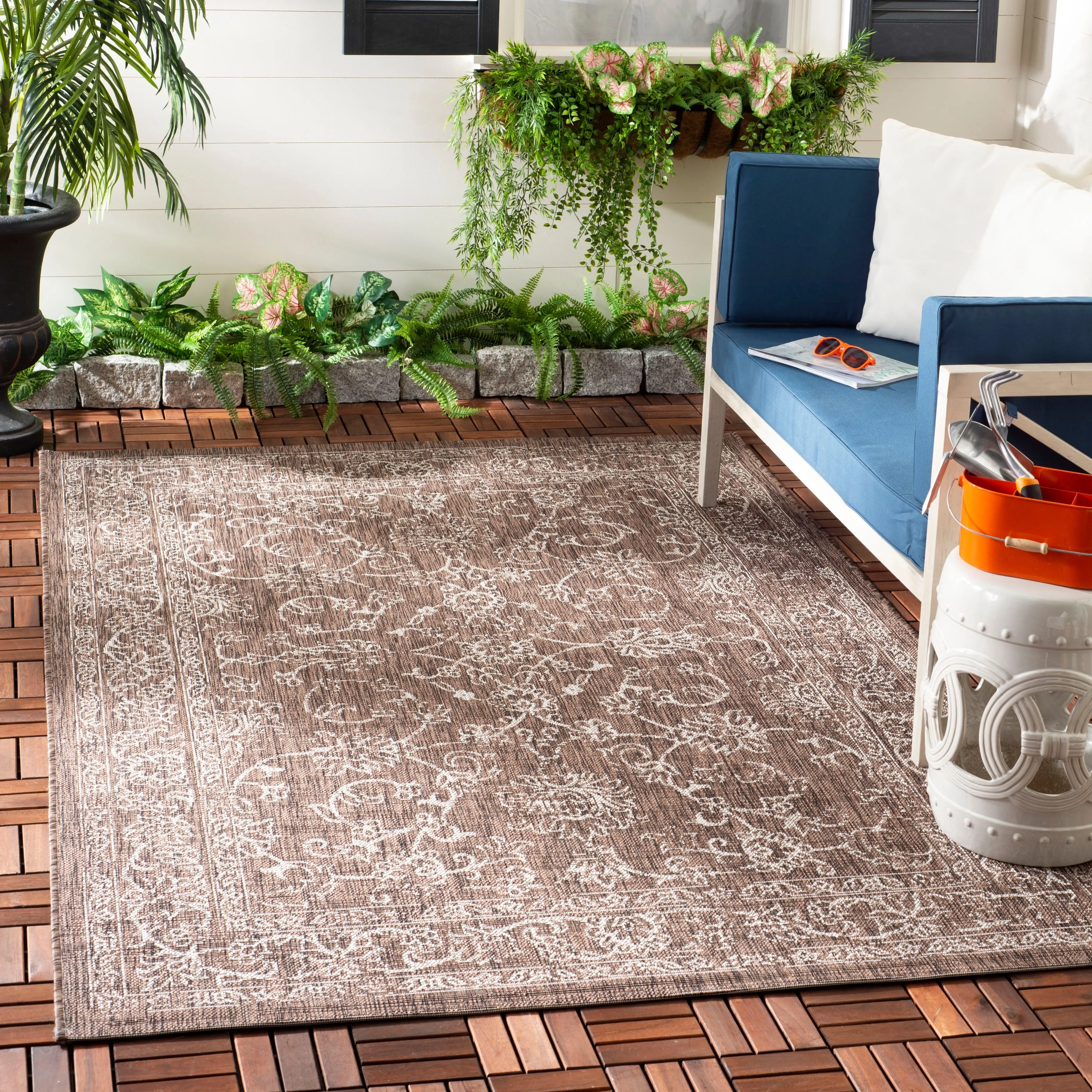 SAFAVIEH Courtyard Hasina Indoor /Outdoor Waterproof Patio Backyard Rug