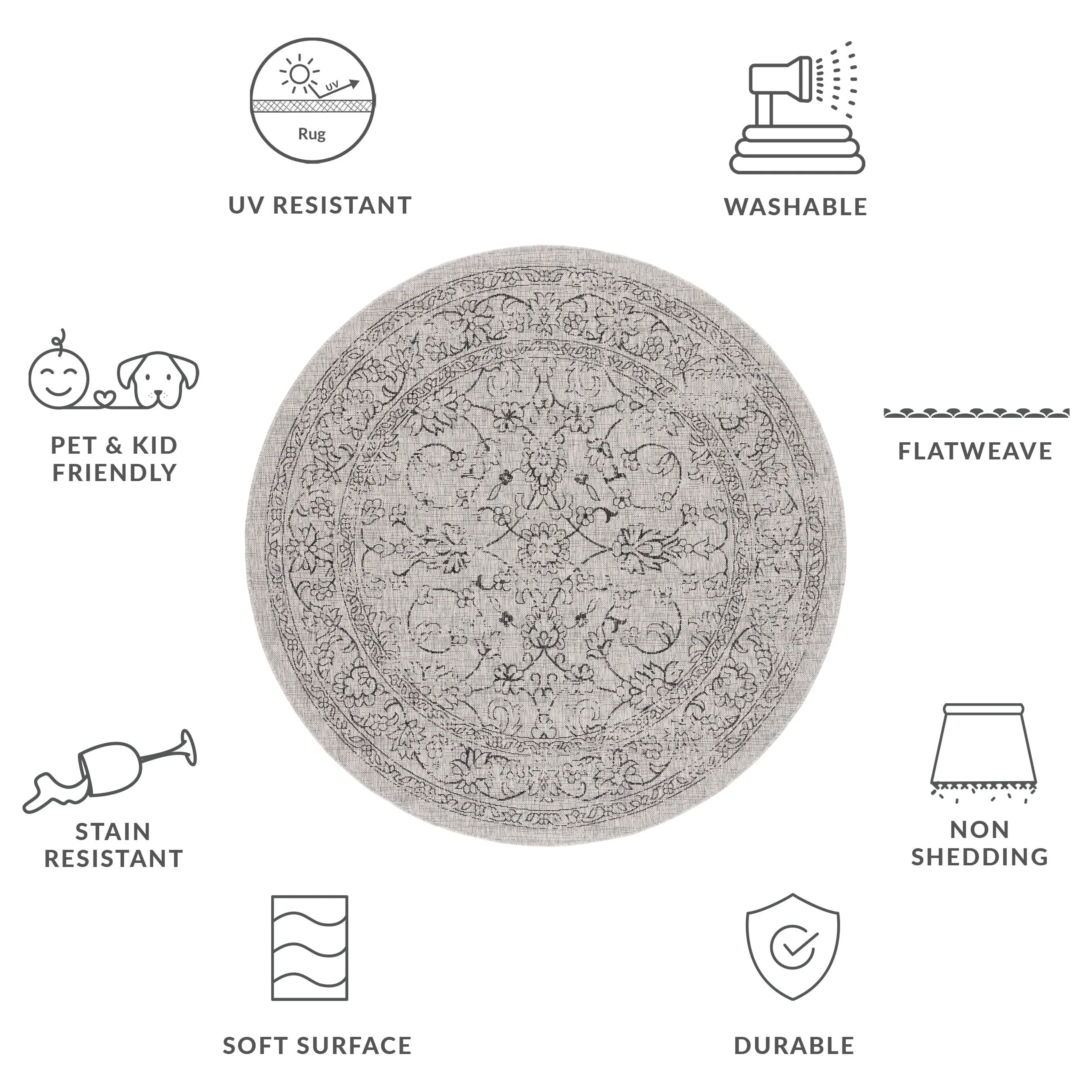 SAFAVIEH Courtyard Hasina Indoor /Outdoor Waterproof Patio Backyard Rug