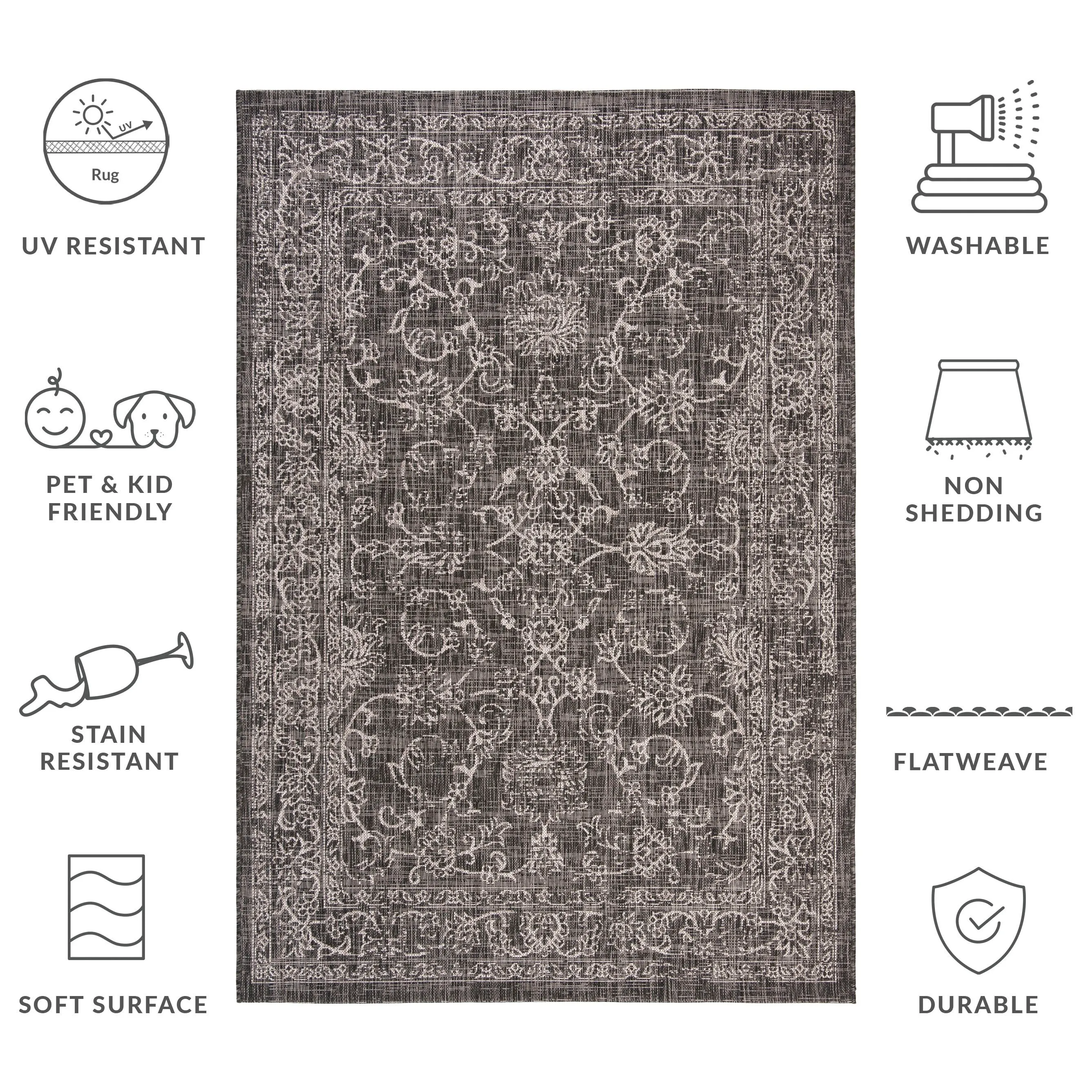 SAFAVIEH Courtyard Hasina Indoor /Outdoor Waterproof Patio Backyard Rug