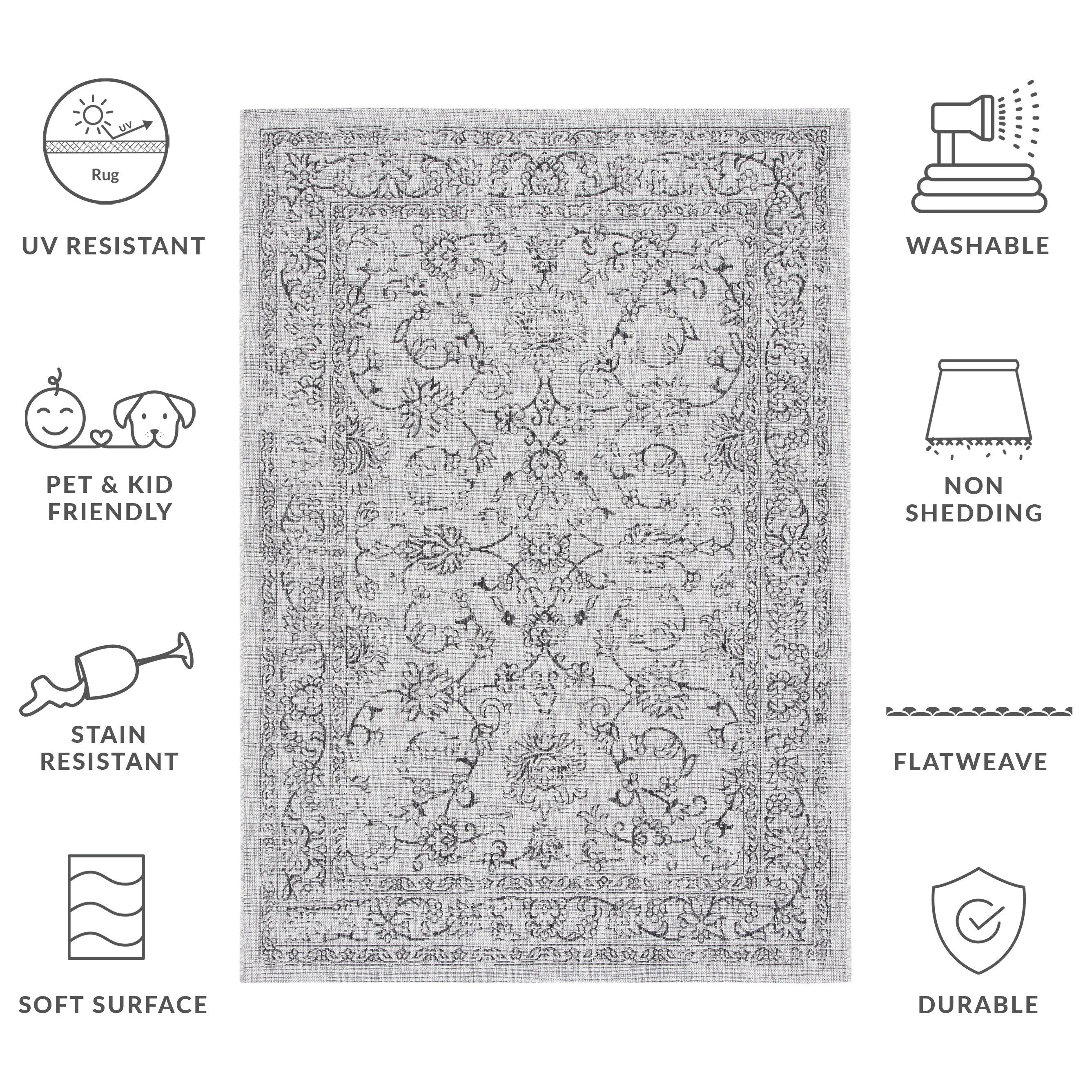 SAFAVIEH Courtyard Hasina Indoor /Outdoor Waterproof Patio Backyard Rug