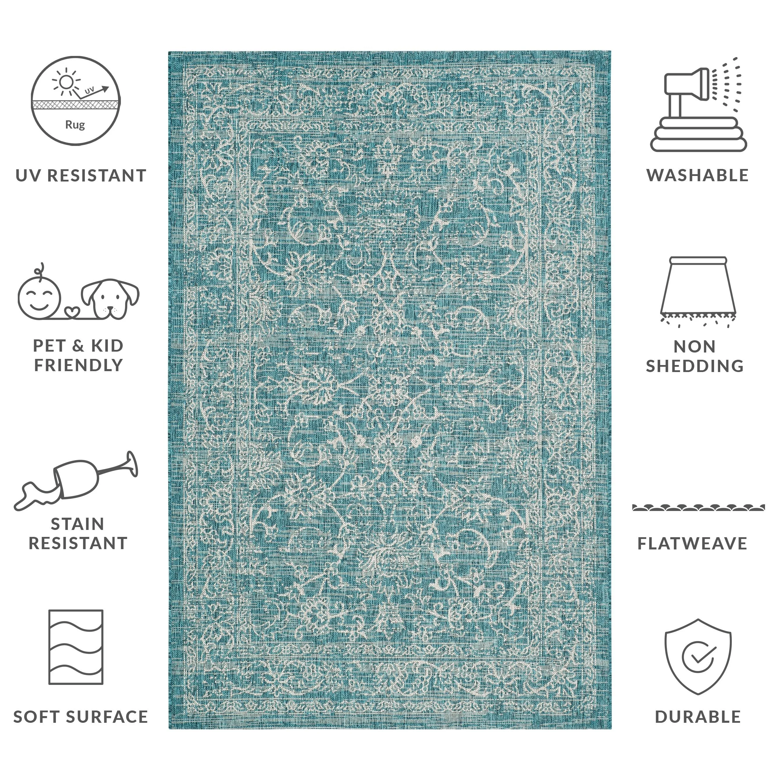 SAFAVIEH Courtyard Hasina Indoor /Outdoor Waterproof Patio Backyard Rug