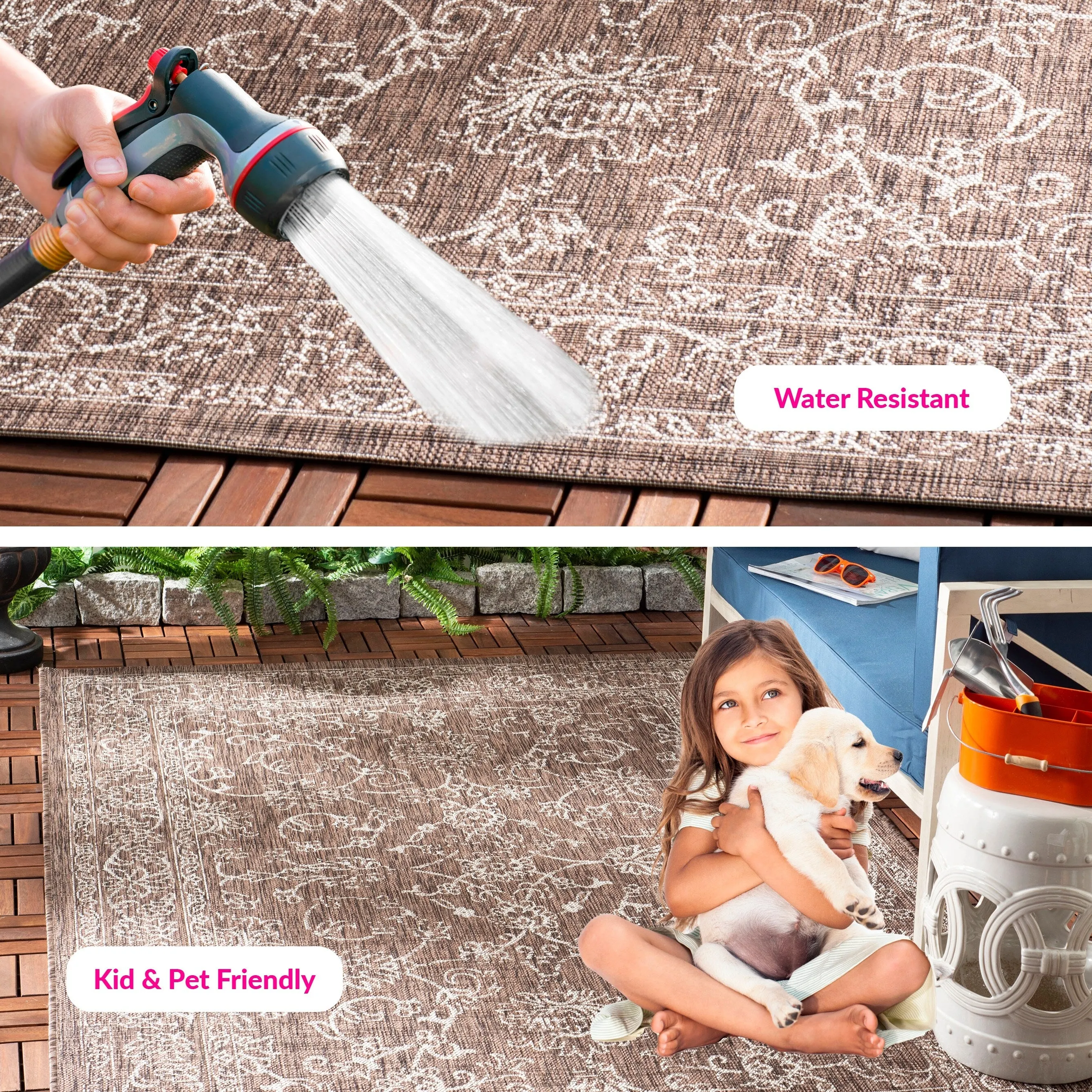 SAFAVIEH Courtyard Hasina Indoor /Outdoor Waterproof Patio Backyard Rug